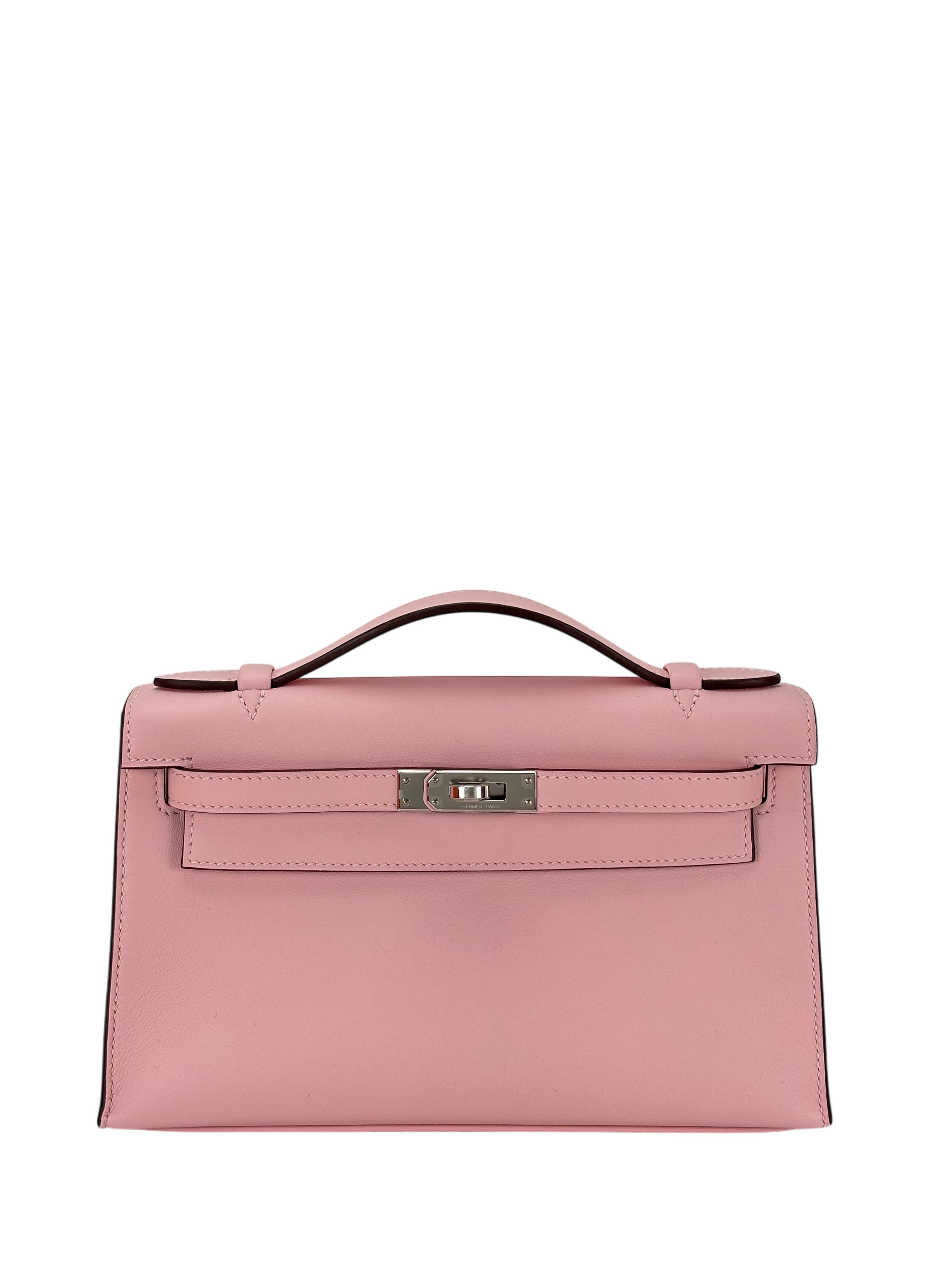 HERMES - Mini Kelly 2 Rose Sakura Swift Palladium Hardware