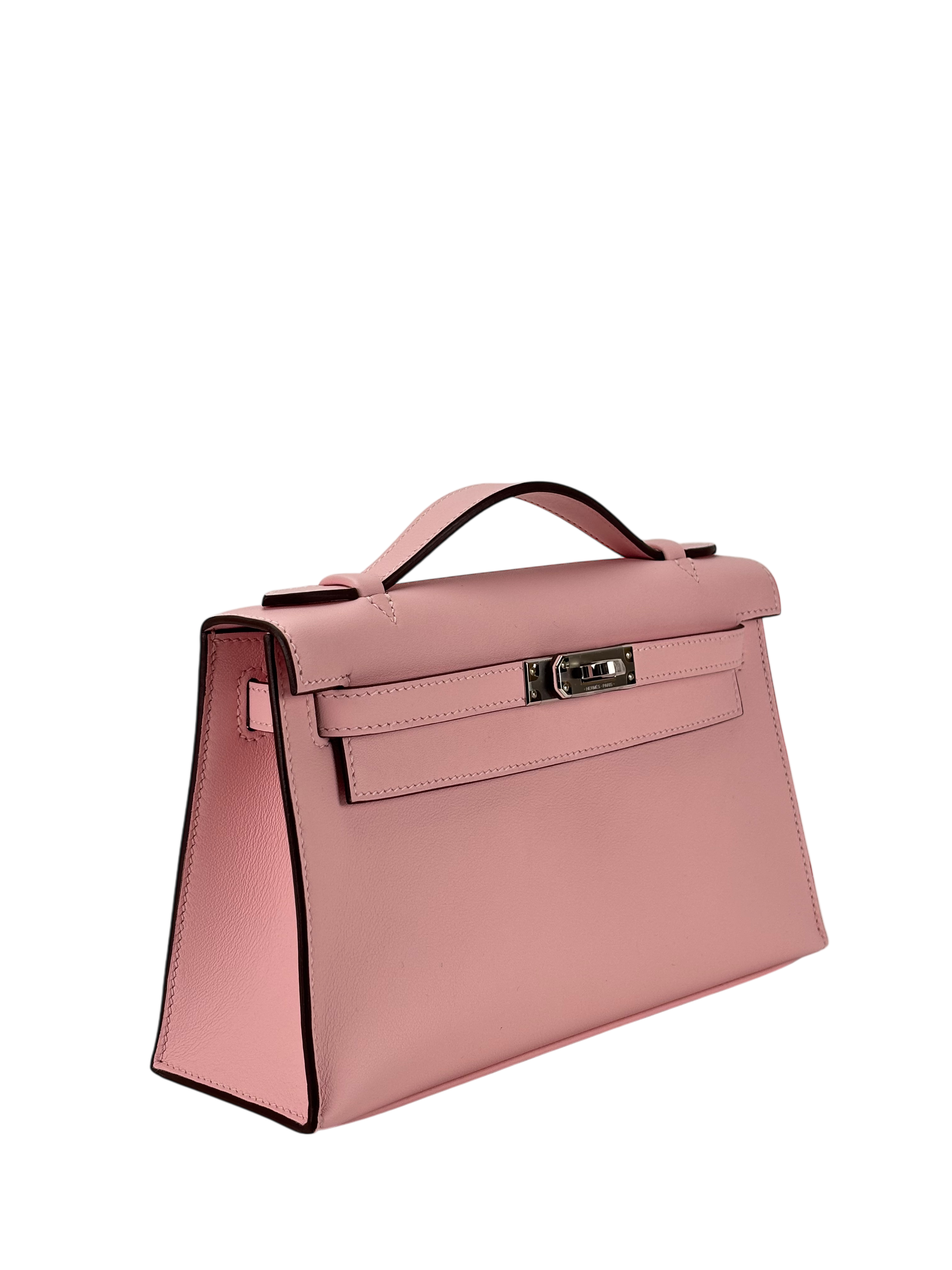 HERMES - Mini Kelly 2 Rose Sakura Swift Palladium Hardware