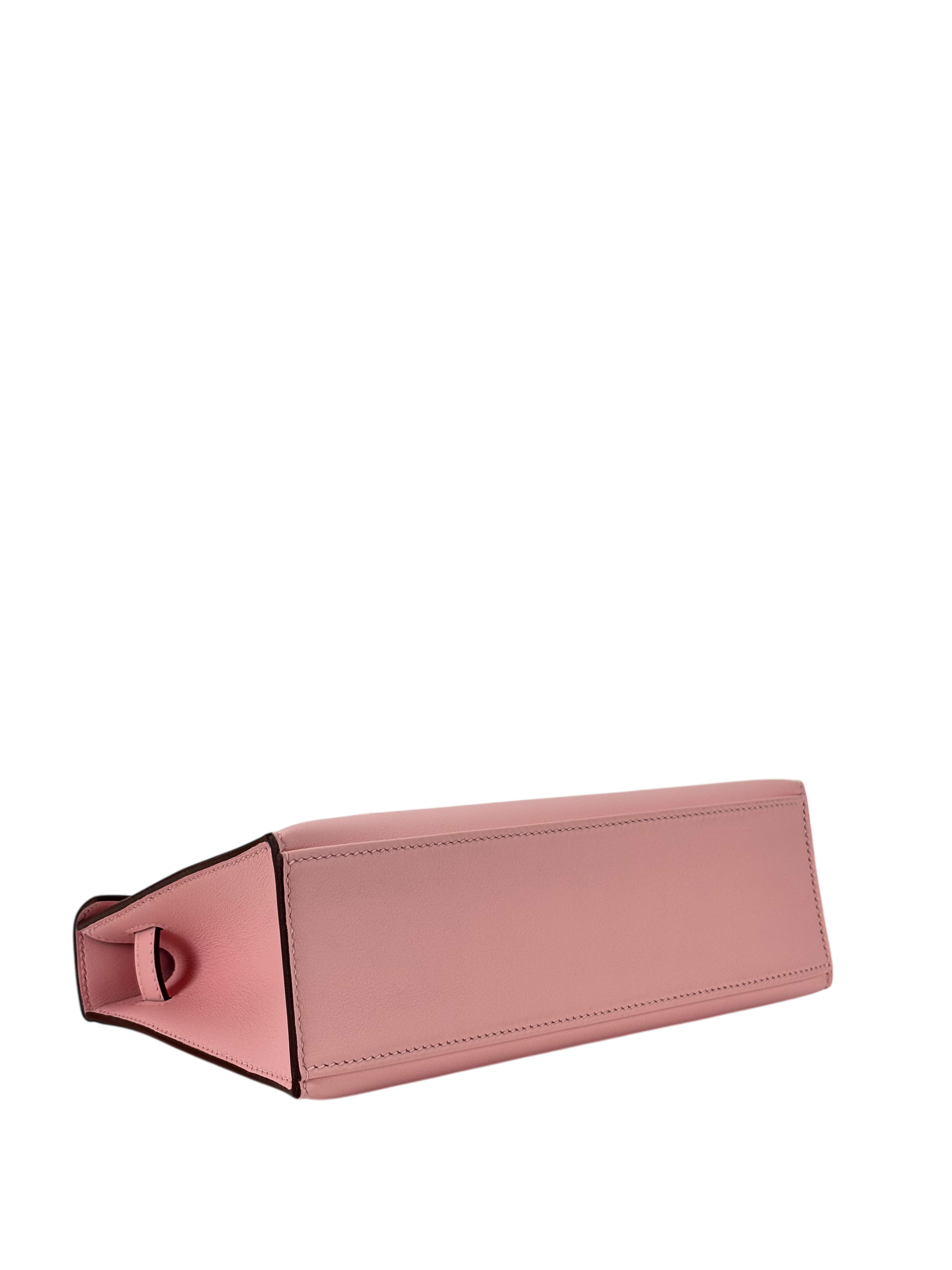 HERMES - Mini Kelly 2 Rose Sakura Swift Palladium Hardware