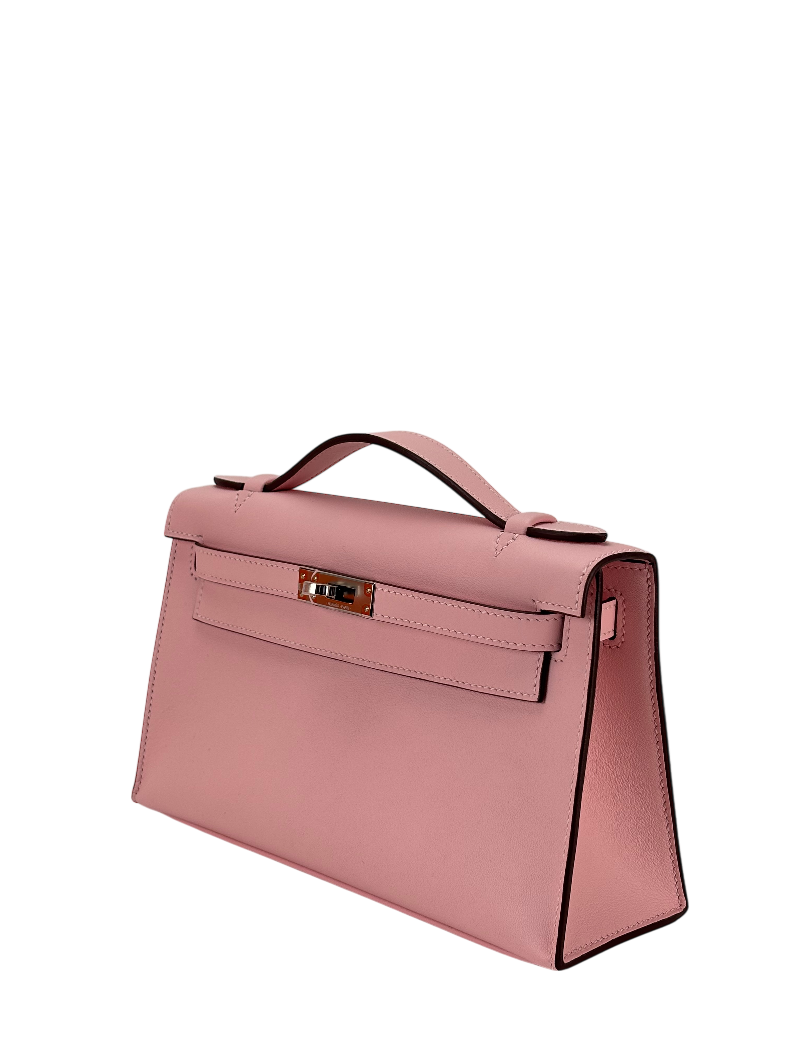 HERMES - Mini Kelly 2 Rose Sakura Swift Palladium Hardware