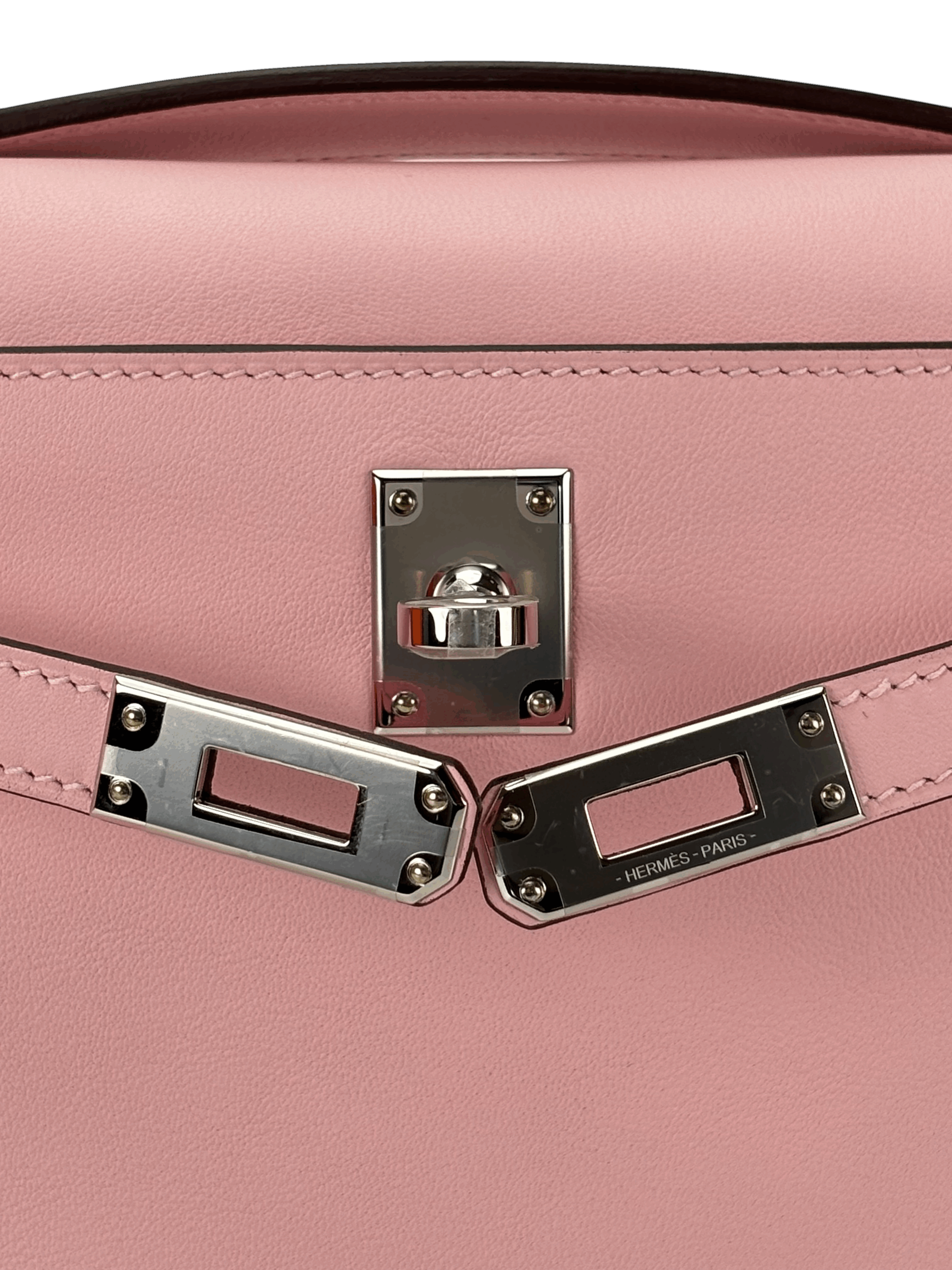 HERMES - Mini Kelly 2 Rose Sakura Swift Palladium Hardware