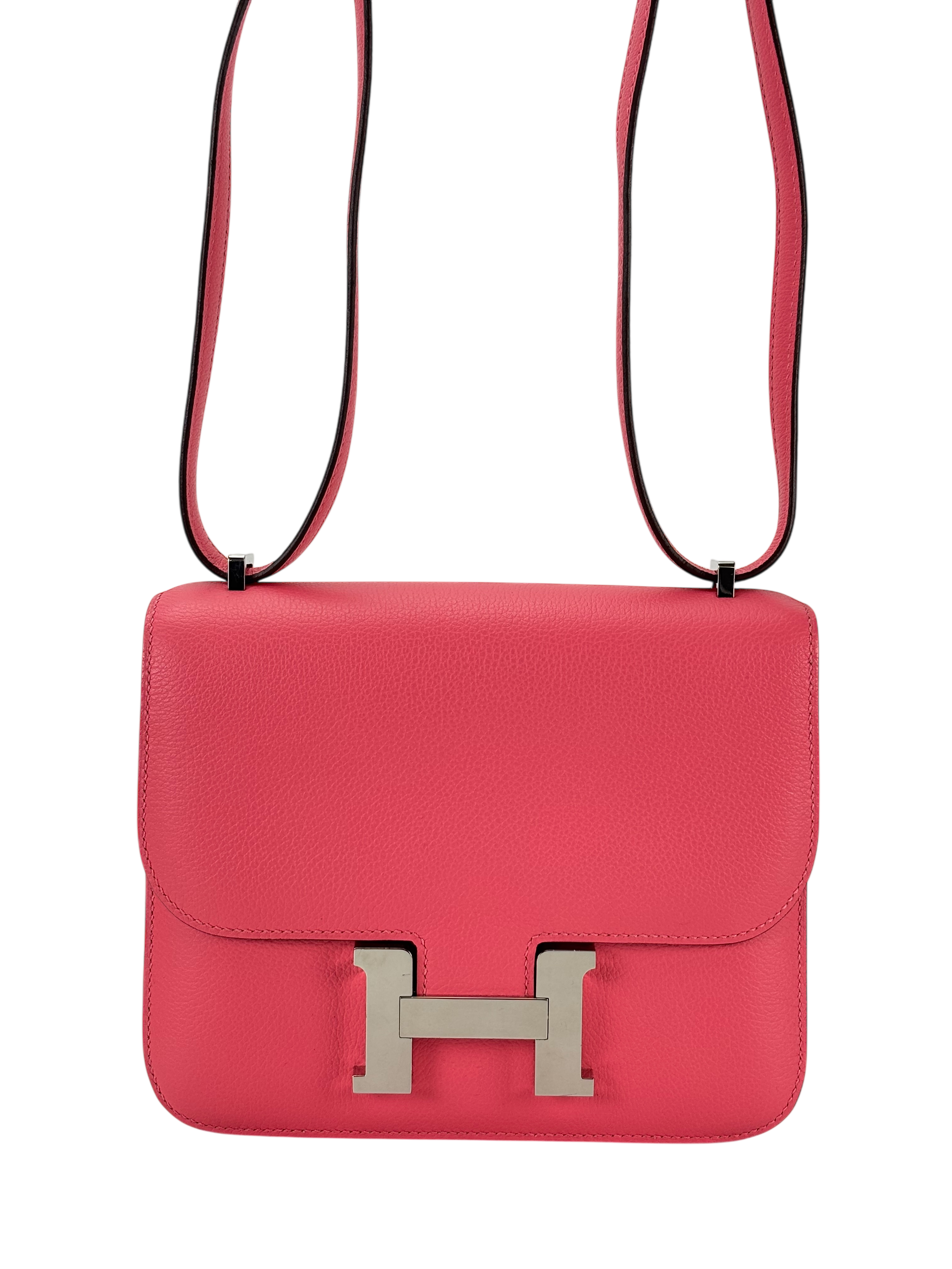 HERMES - Constance Mini 19 Rose Azalee Evercolor Palladium Hardware
