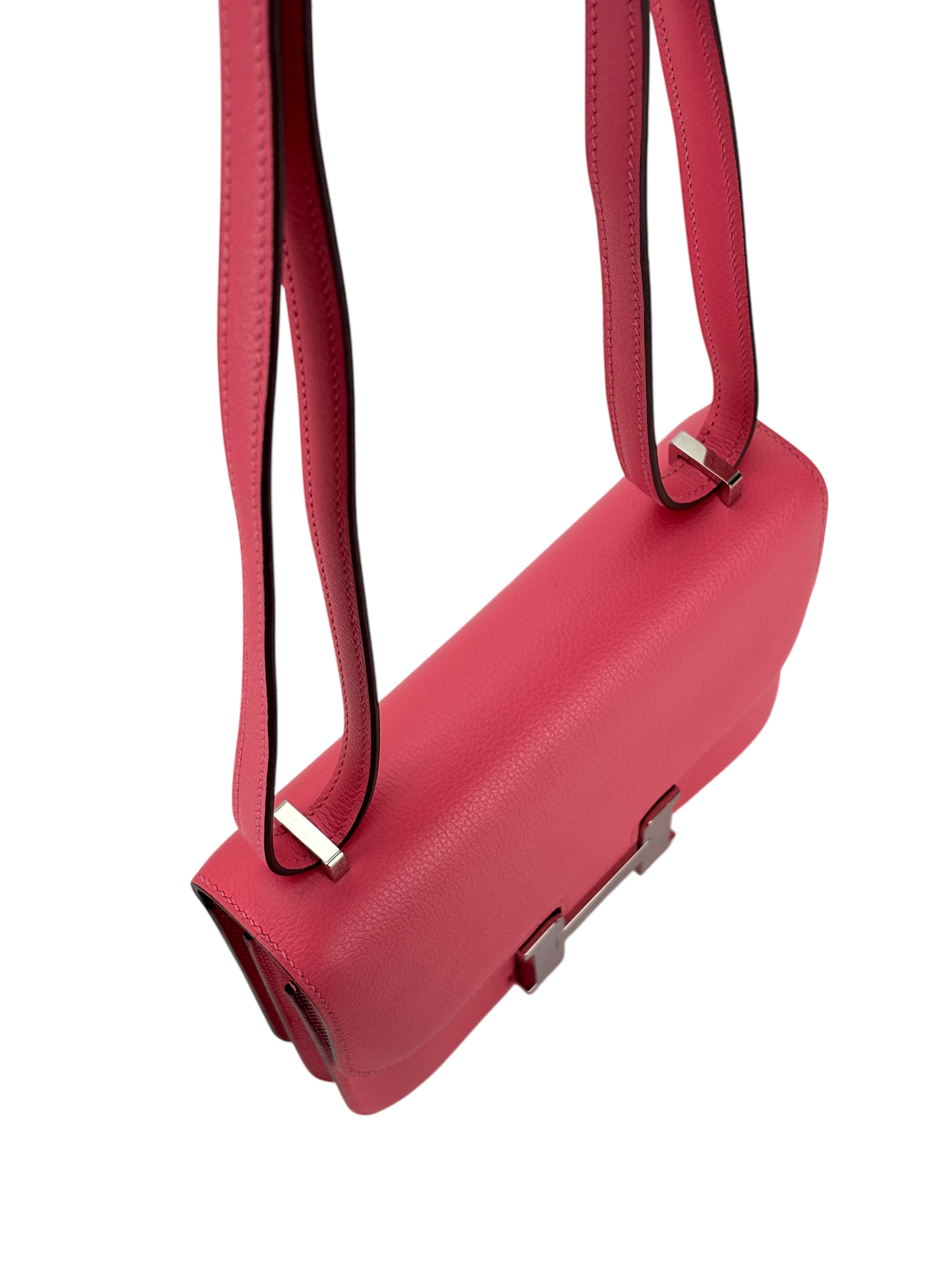 HERMES - Constance Mini 19 Rose Azalee Evercolor Palladium Hardware