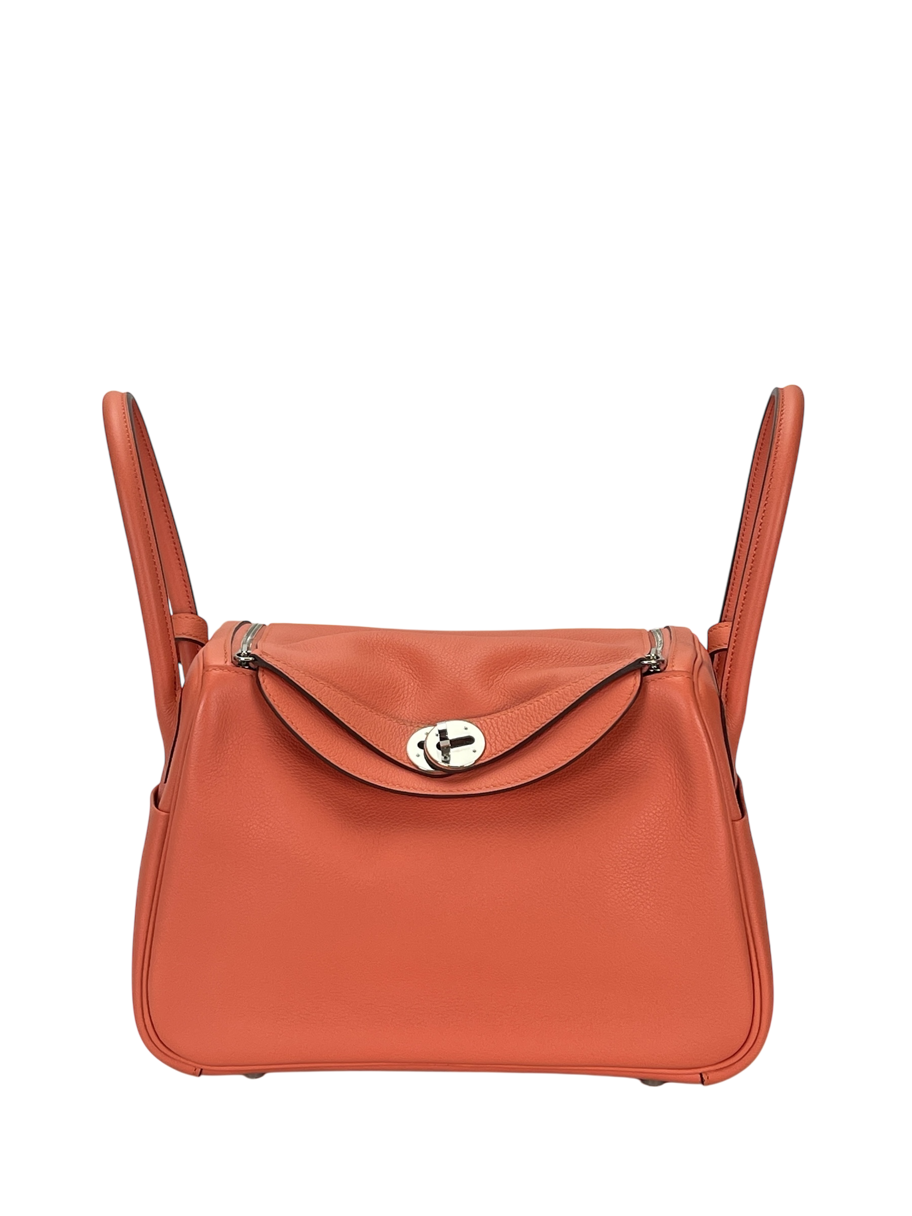 HERMES - Lindy 26 Feu Orange Evercolor Palladium Hardware