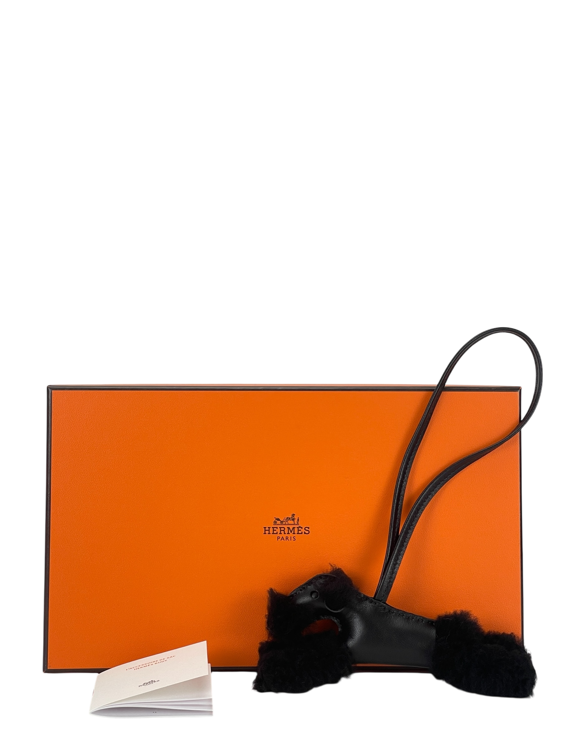 HERMES - Mouton Milo Lambskin Shearling Budy Charm Noir