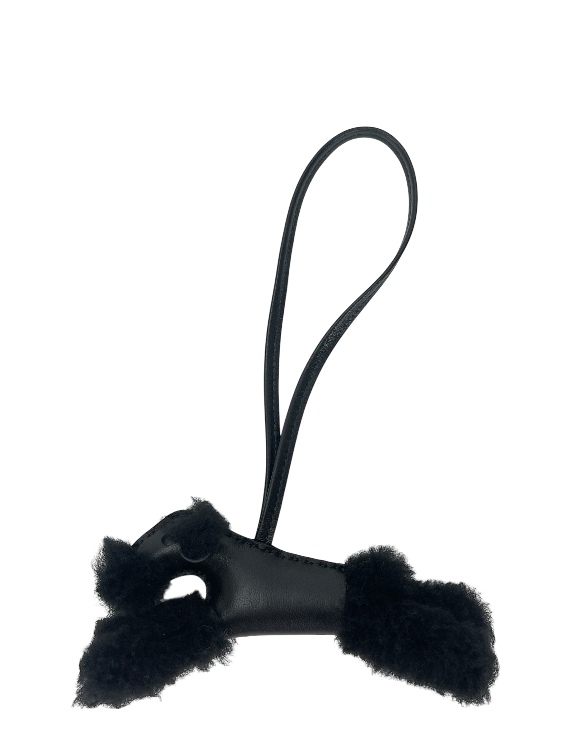 HERMES - Mouton Milo Lambskin Shearling Budy Charm Noir