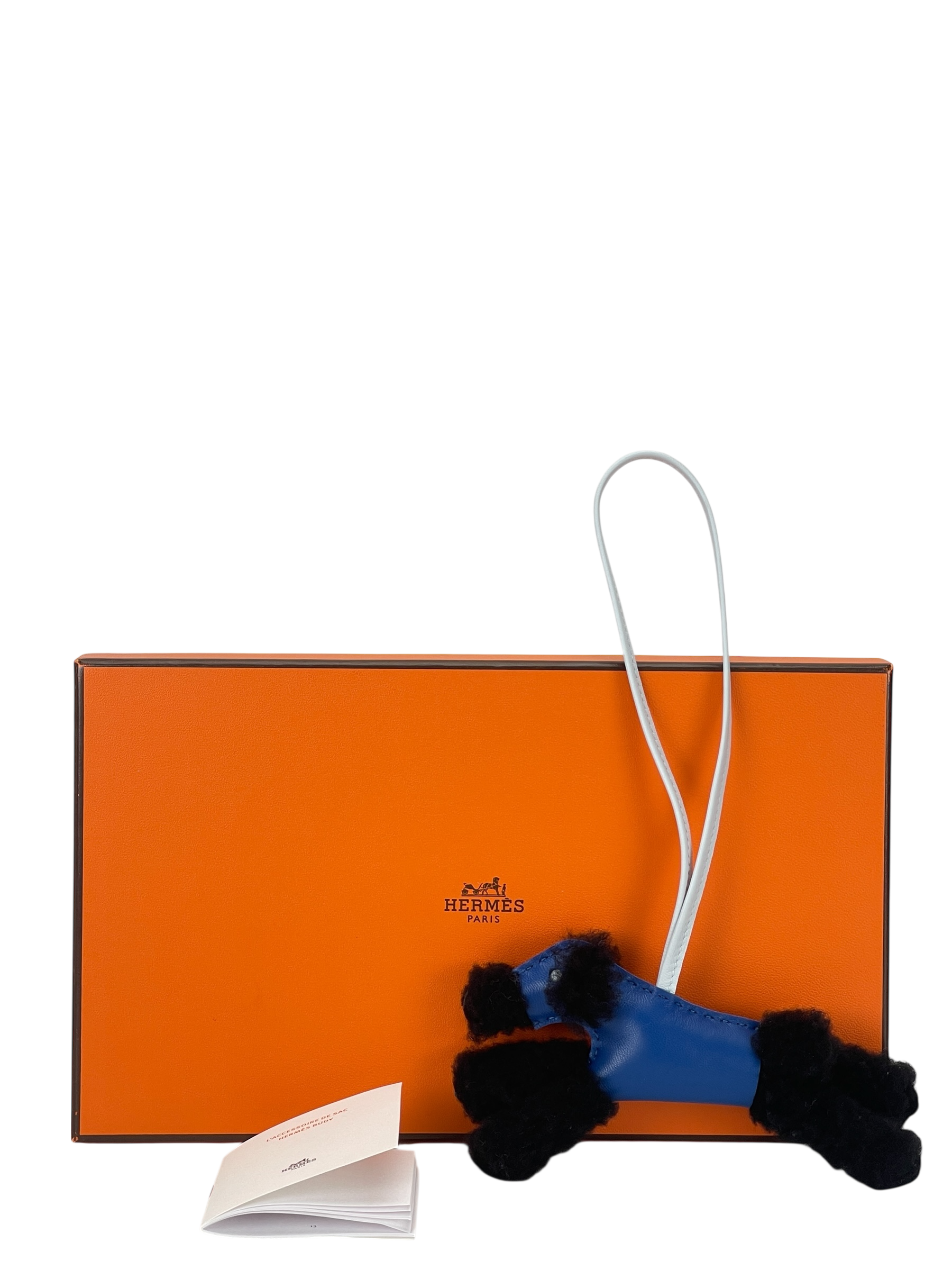 HERMES - Mouton Milo Lambskin Shearling Budy Charm Blue France Black