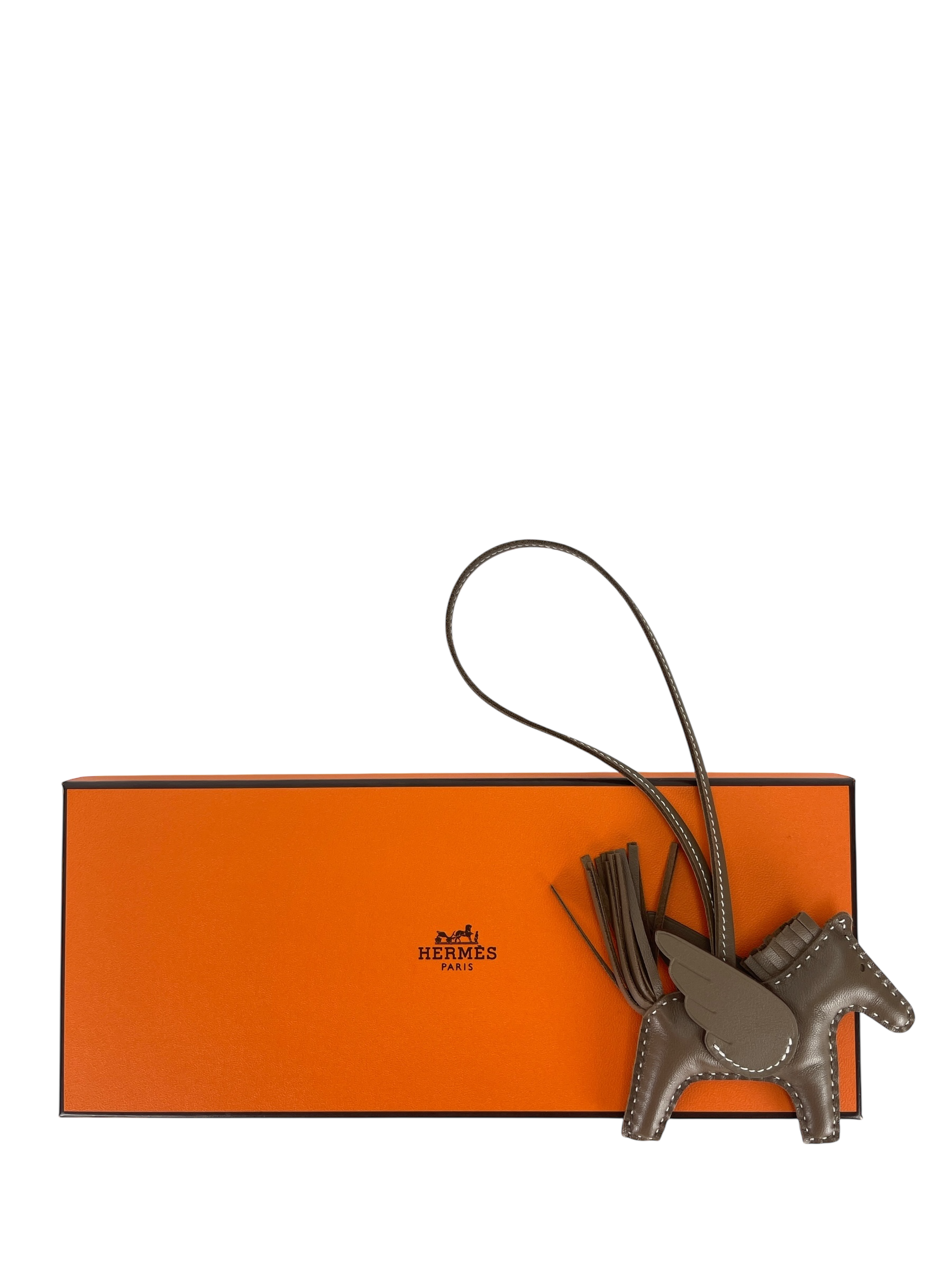 HERMES - Milo Lambskin Grigri Rodeo Pegase Horse Bag Charm PM Etoupe