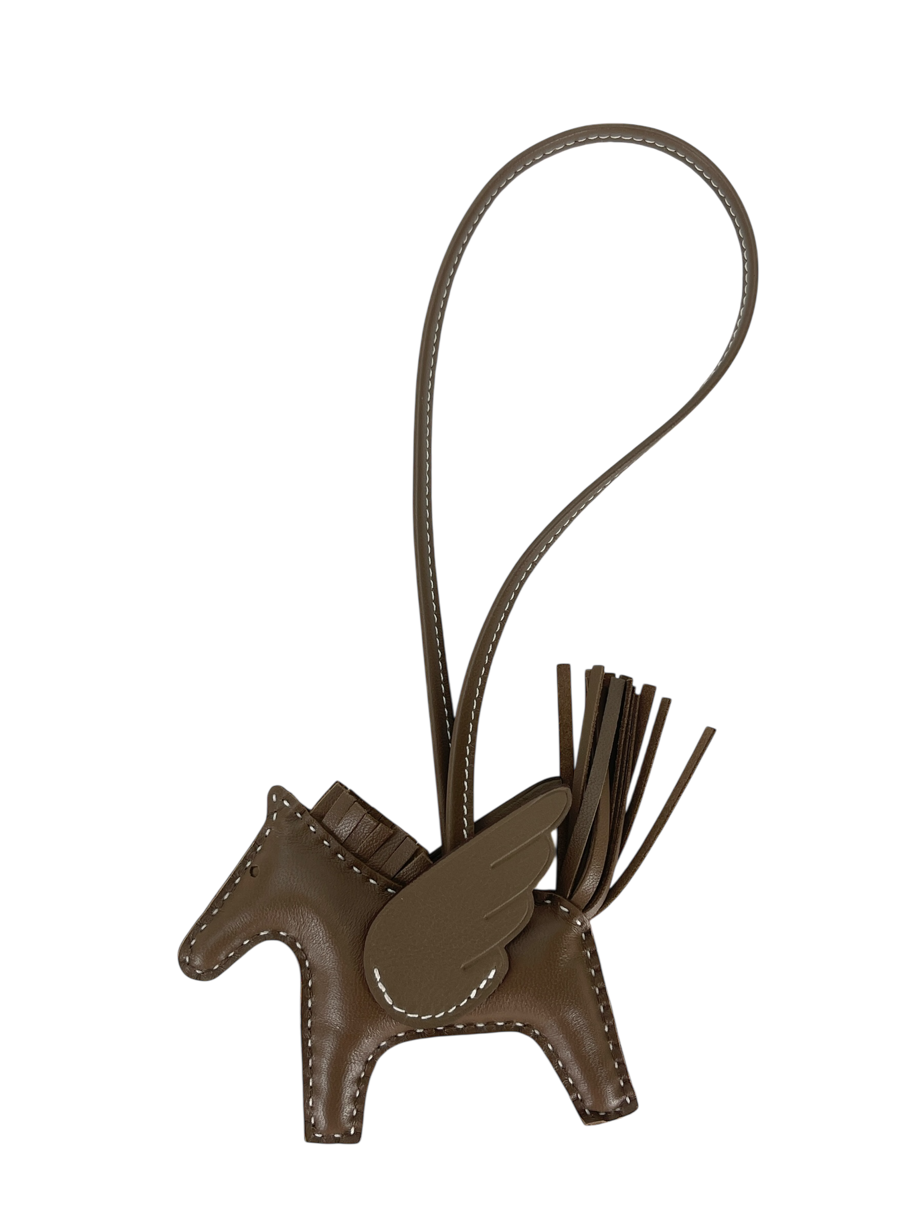 HERMES - Milo Lambskin Grigri Rodeo Pegase Horse Bag Charm PM Etoupe