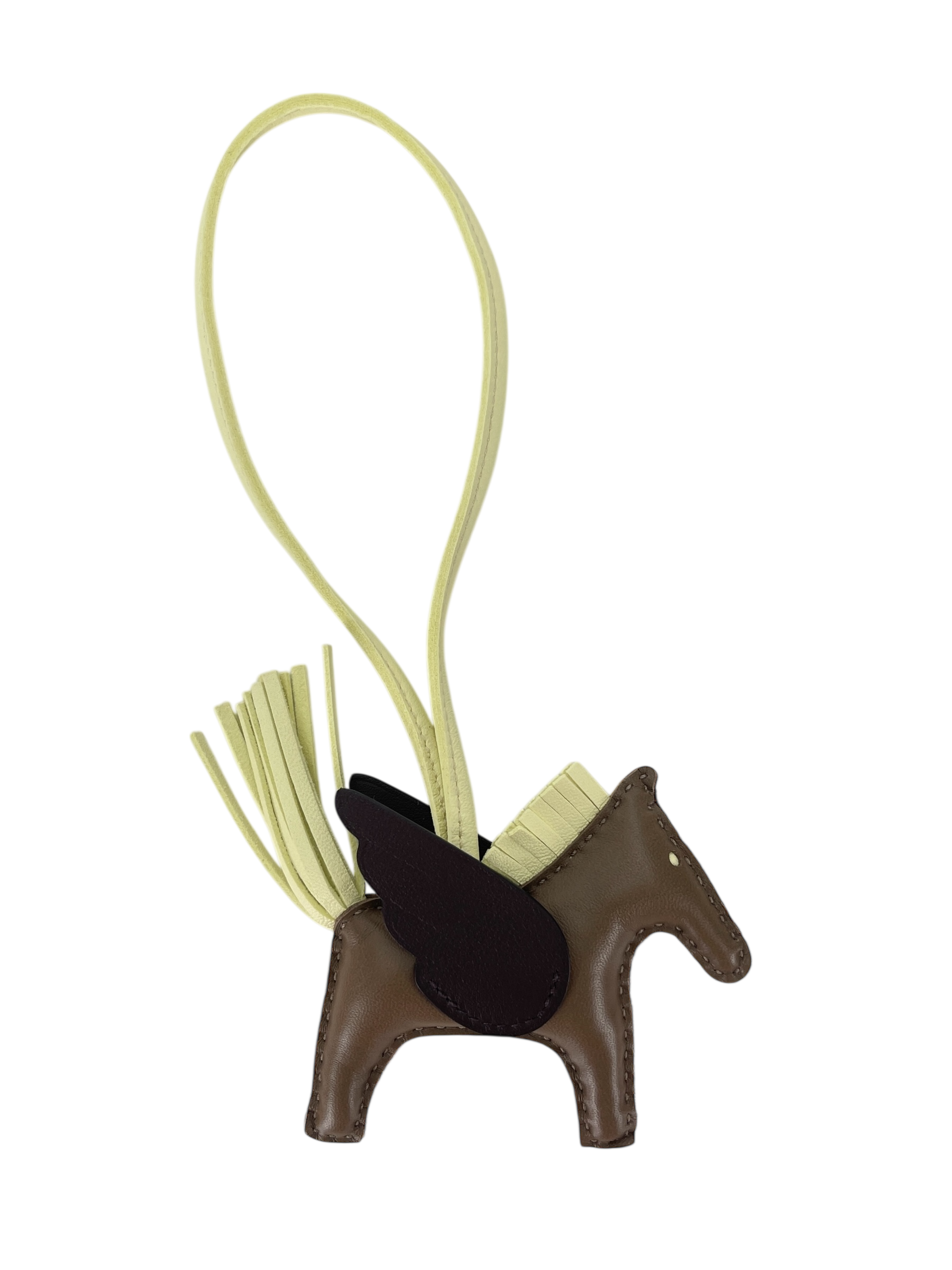 HERMES - Milo Lambskin Grigri Rodeo Pegase Horse Bag Charm Etoupe Milton Yellow