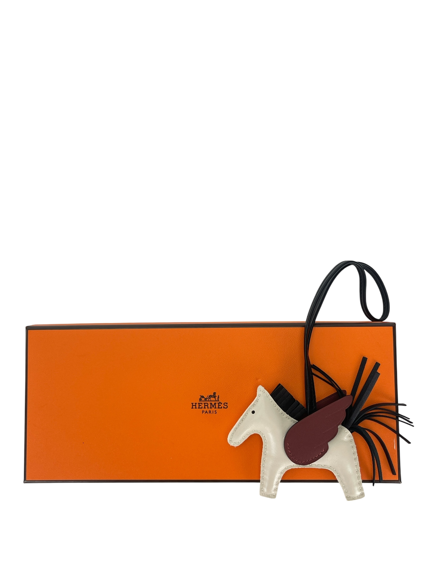 HERMES - Milo Lambskin Grigri Rodeo Pegase Horse Bag Charm PM Nata Rouge H 