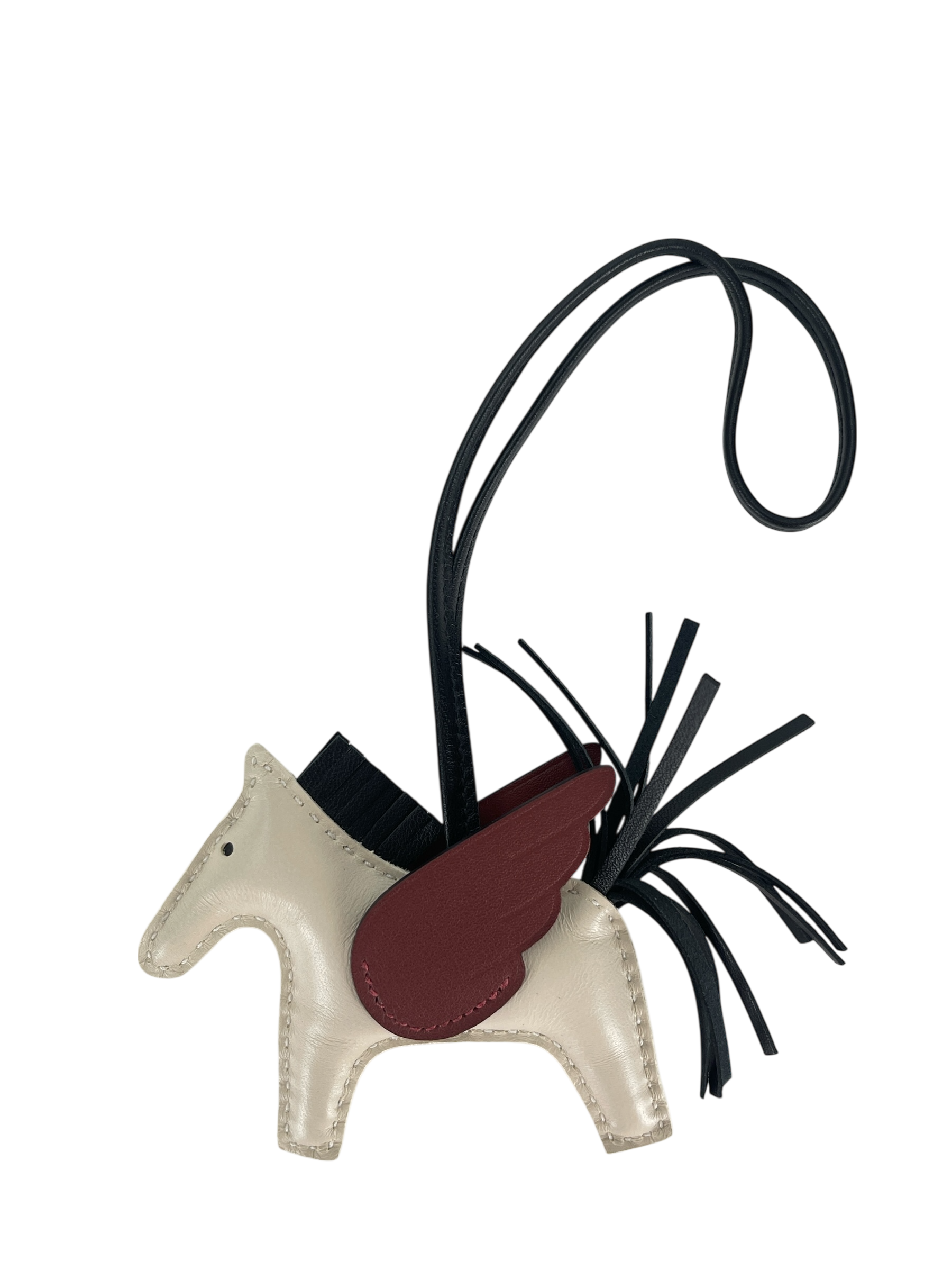 HERMES - Milo Lambskin Grigri Rodeo Pegase Horse Bag Charm PM Nata Rouge H 