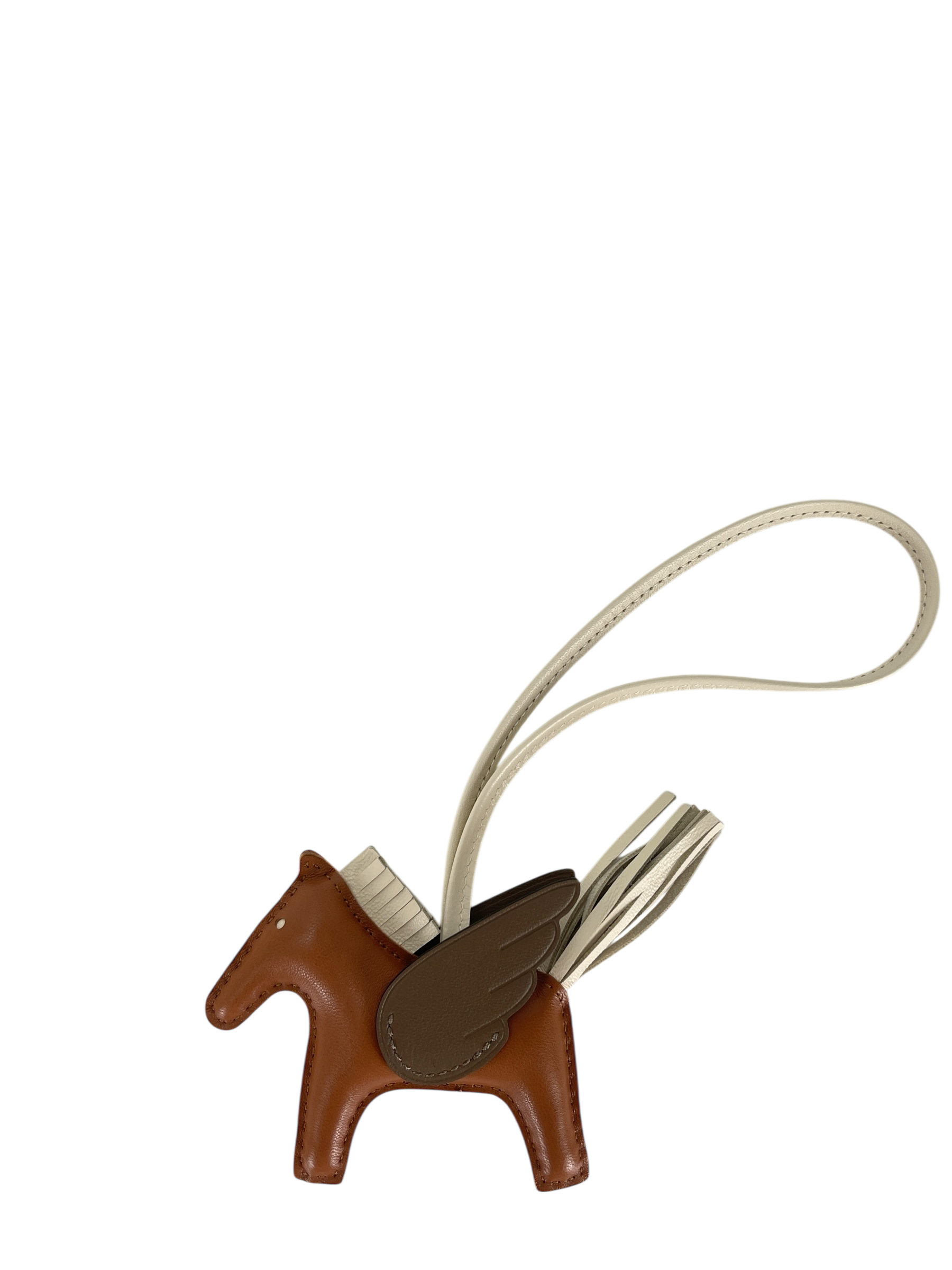 HERMES - Milo Lambskin Grigri Rodeo Pegase Horse Bag Charm PM Gold Craie Etoupe