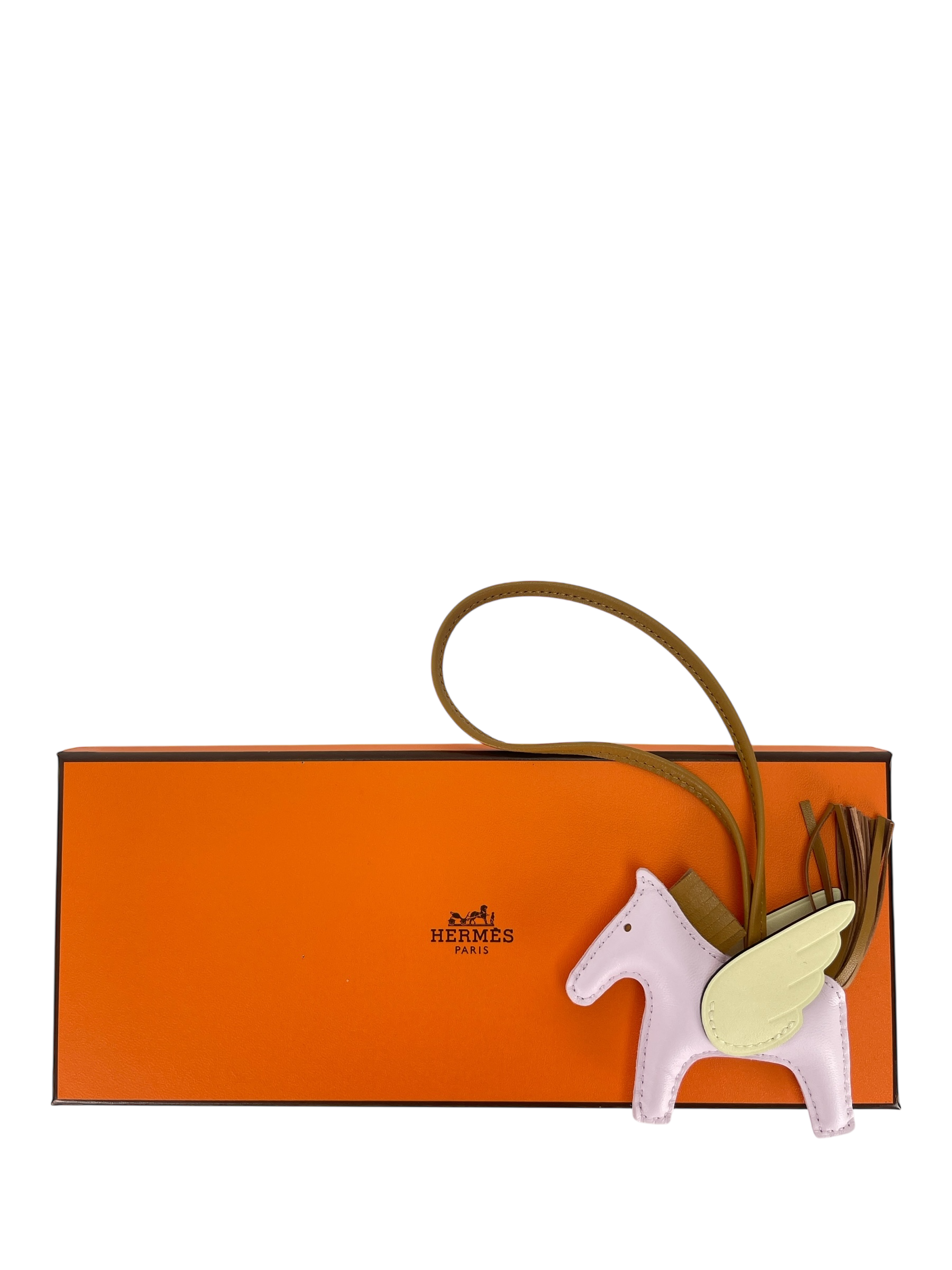 HERMES - Milo Lambskin Grigri Rodeo Pegase Horse Bag Charm PM Rose Darling Milton Yellow