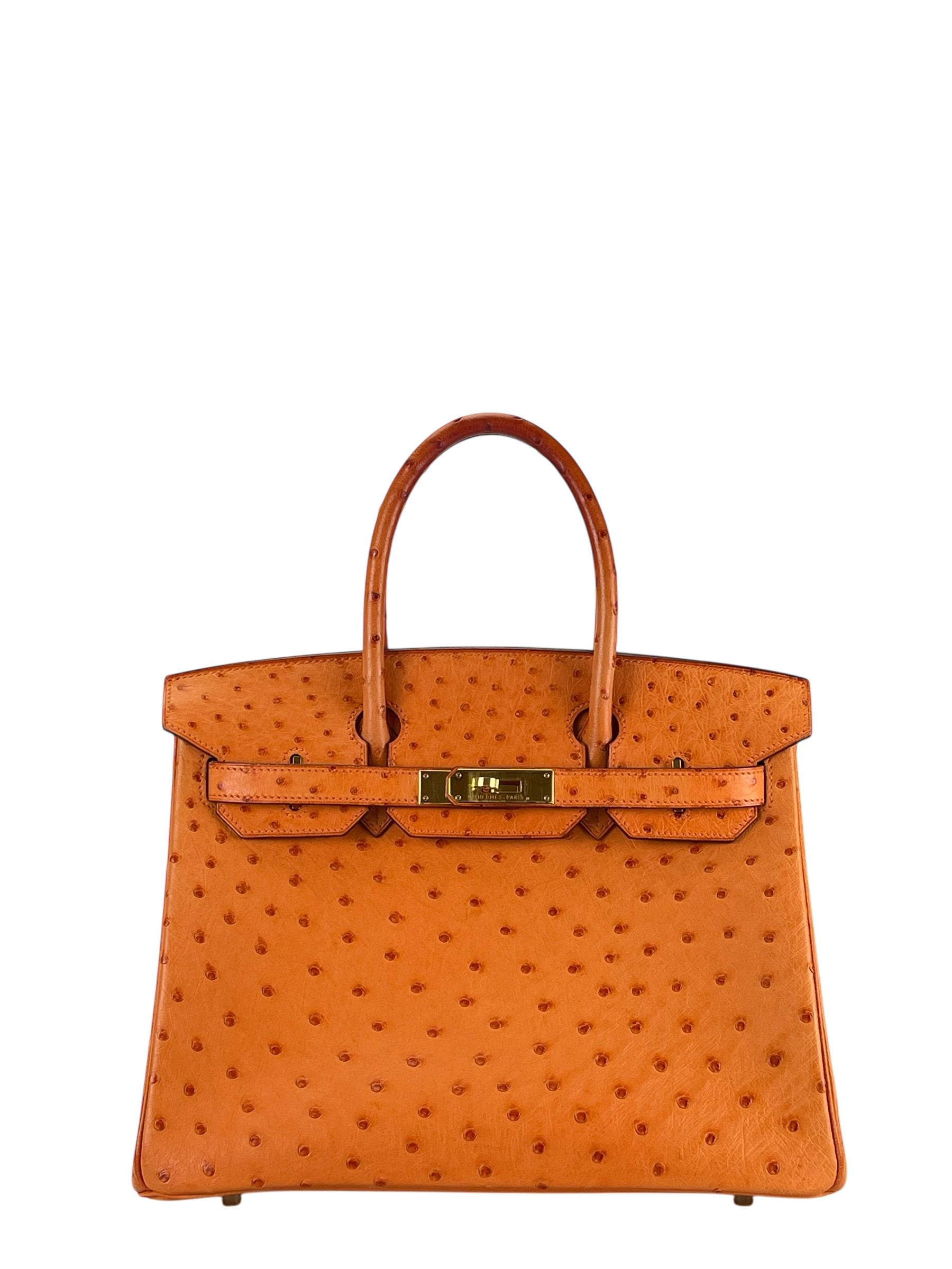 HERMES - Birkin 30 Tangerine Orange Ostrich Gold Hardware