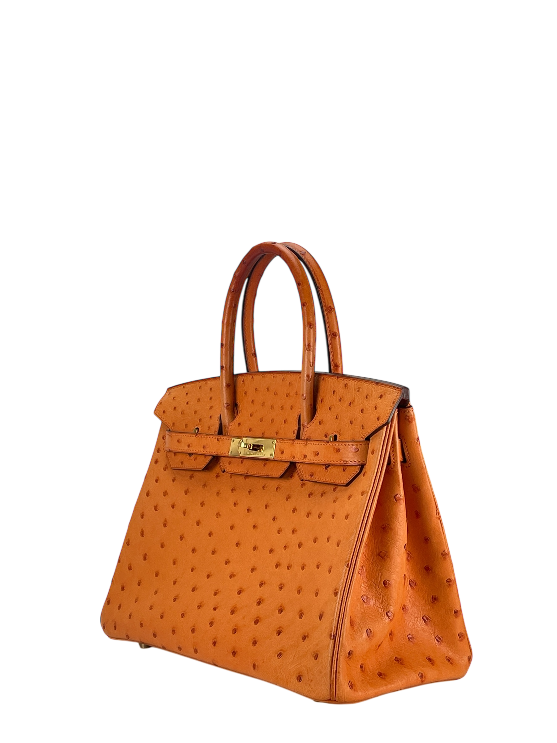 HERMES - Birkin 30 Tangerine Orange Ostrich Gold Hardware