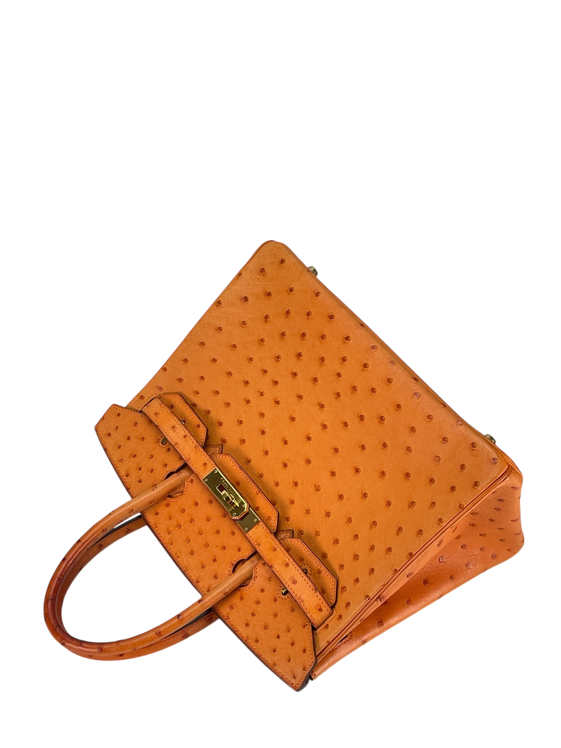 HERMES - Birkin 30 Tangerine Orange Ostrich Gold Hardware