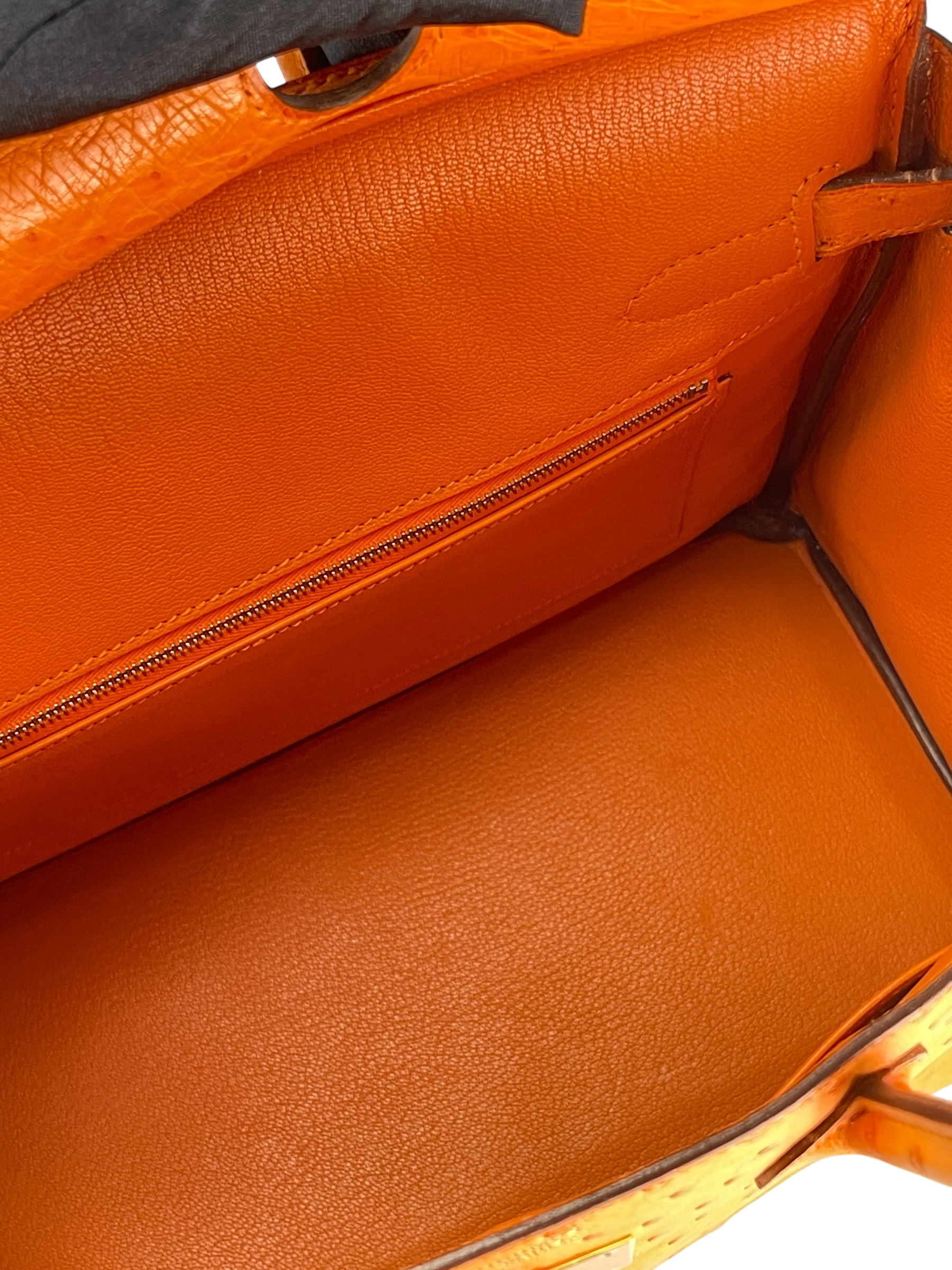 HERMES - Birkin 30 Tangerine Orange Ostrich Gold Hardware