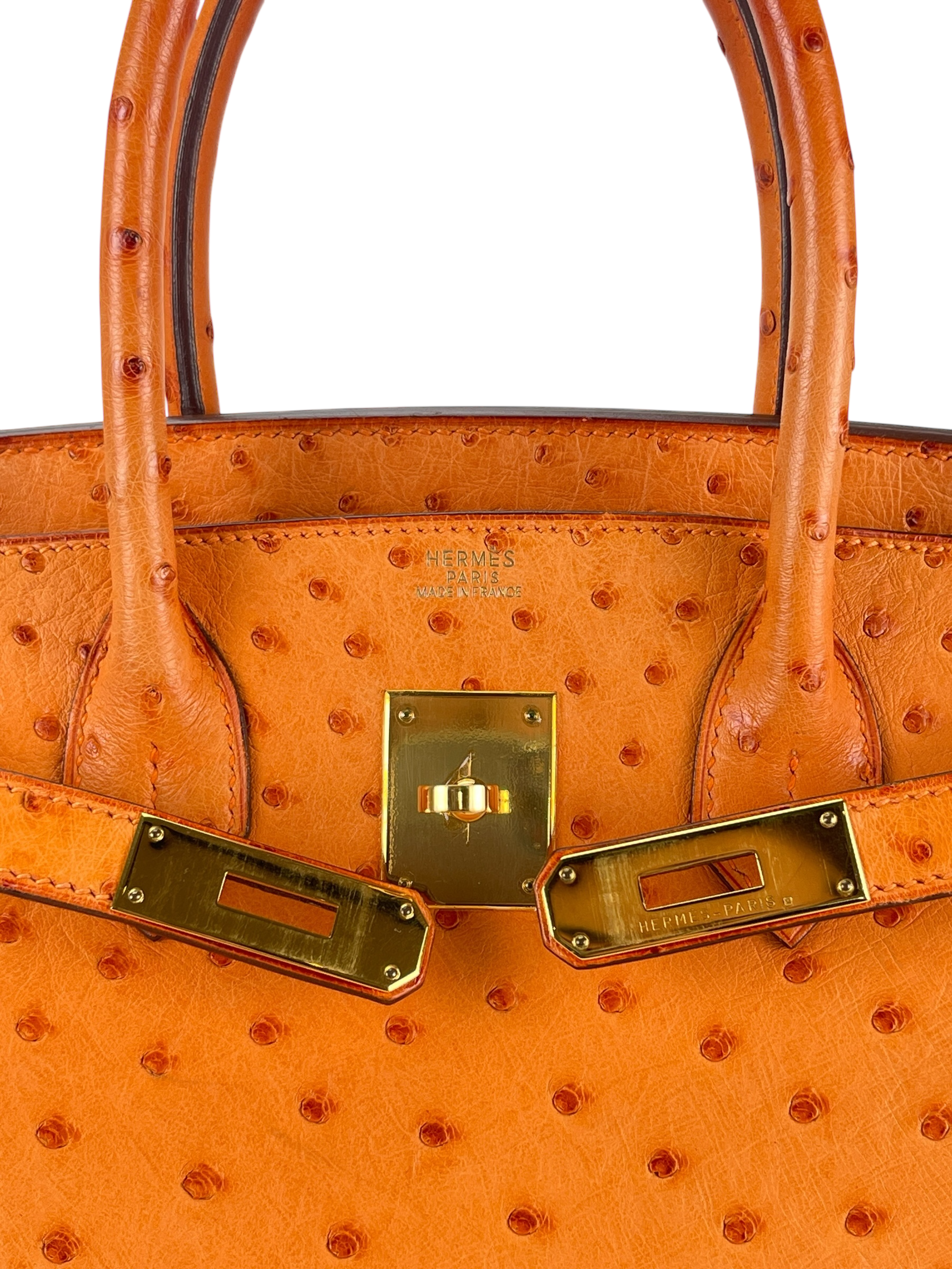 HERMES - Birkin 30 Tangerine Orange Ostrich Gold Hardware