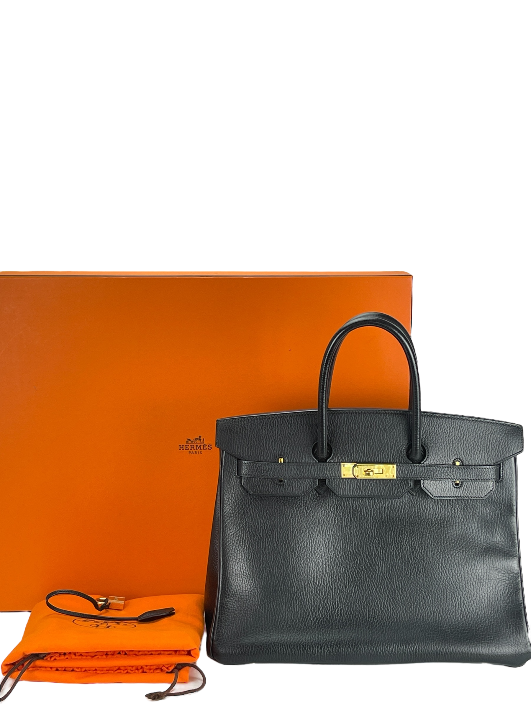HERMES - Birkin 35 Black Ardennes Gold Hardware 