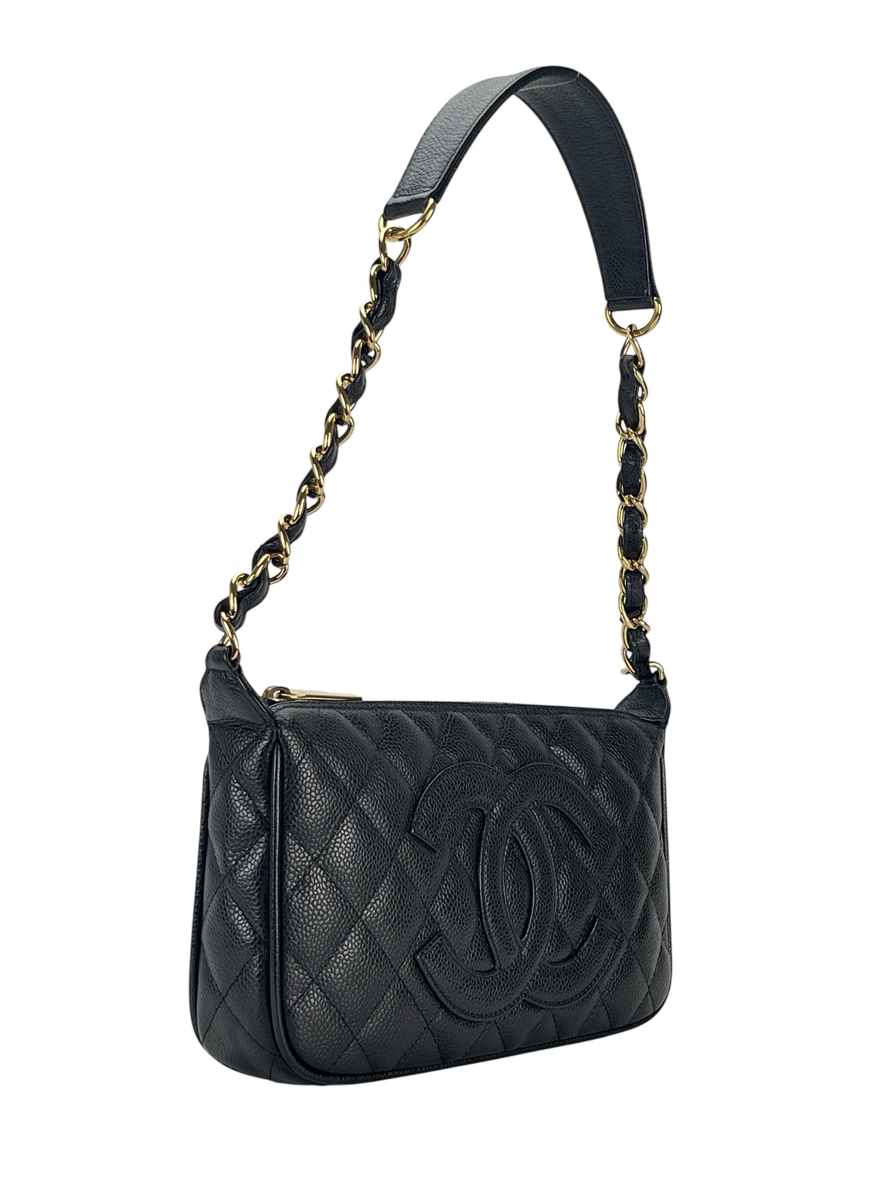 CHANEL - Caviar Quilted Timeless CC Shoulder Bag Black