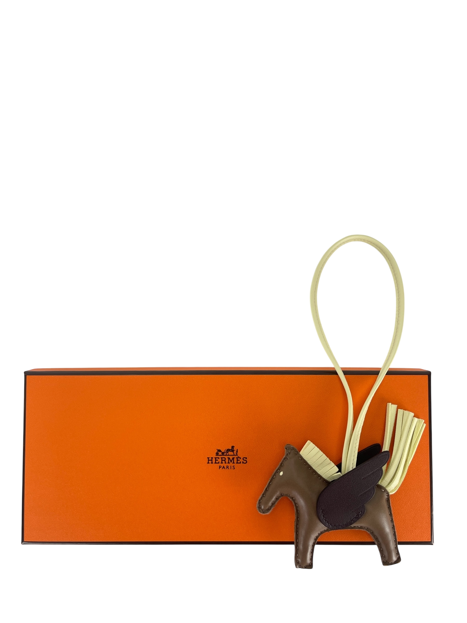 HERMES - Milo Lambskin Grigri Rodeo Pegase Horse Bag Charm Etoupe Milton Yellow