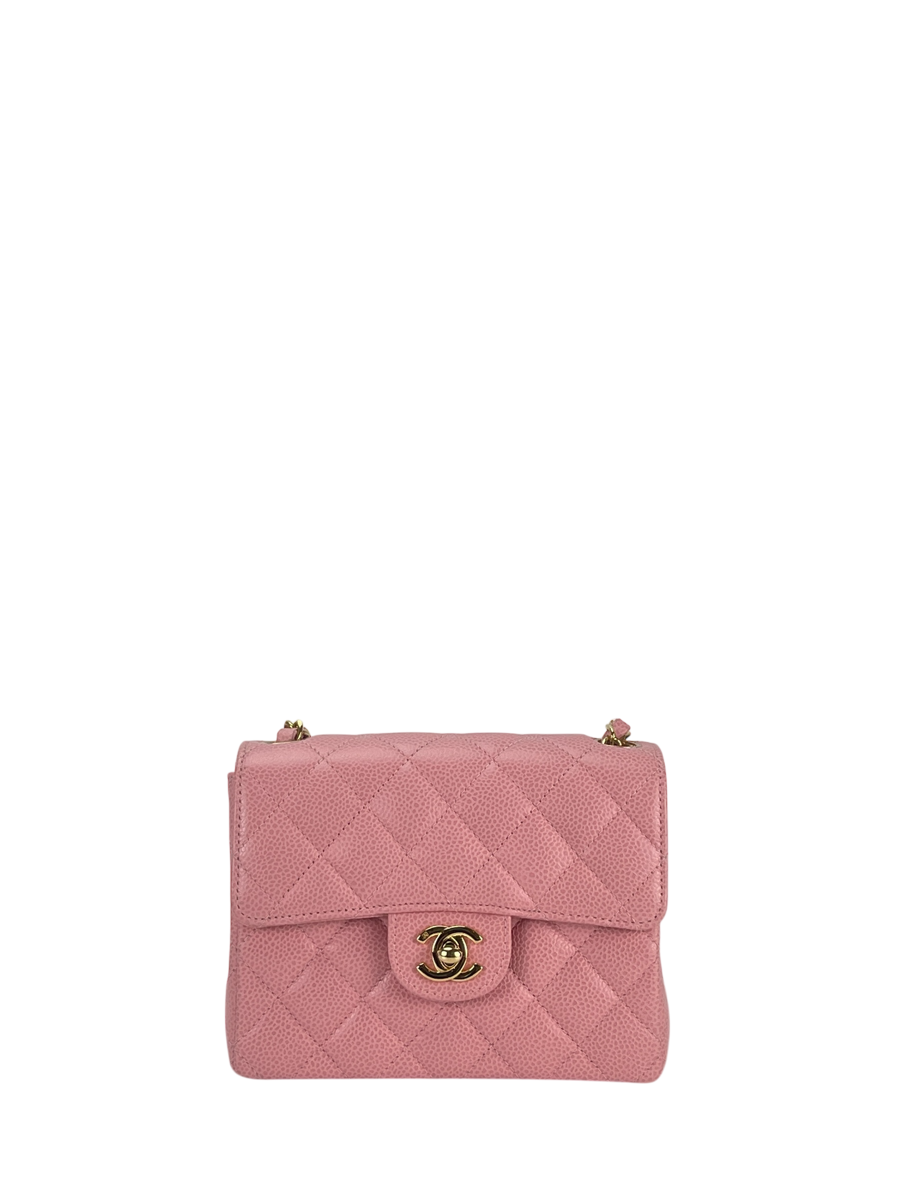 CHANEL - Pink Caviar Mini Classic Square Flap Shoulder Bag 17