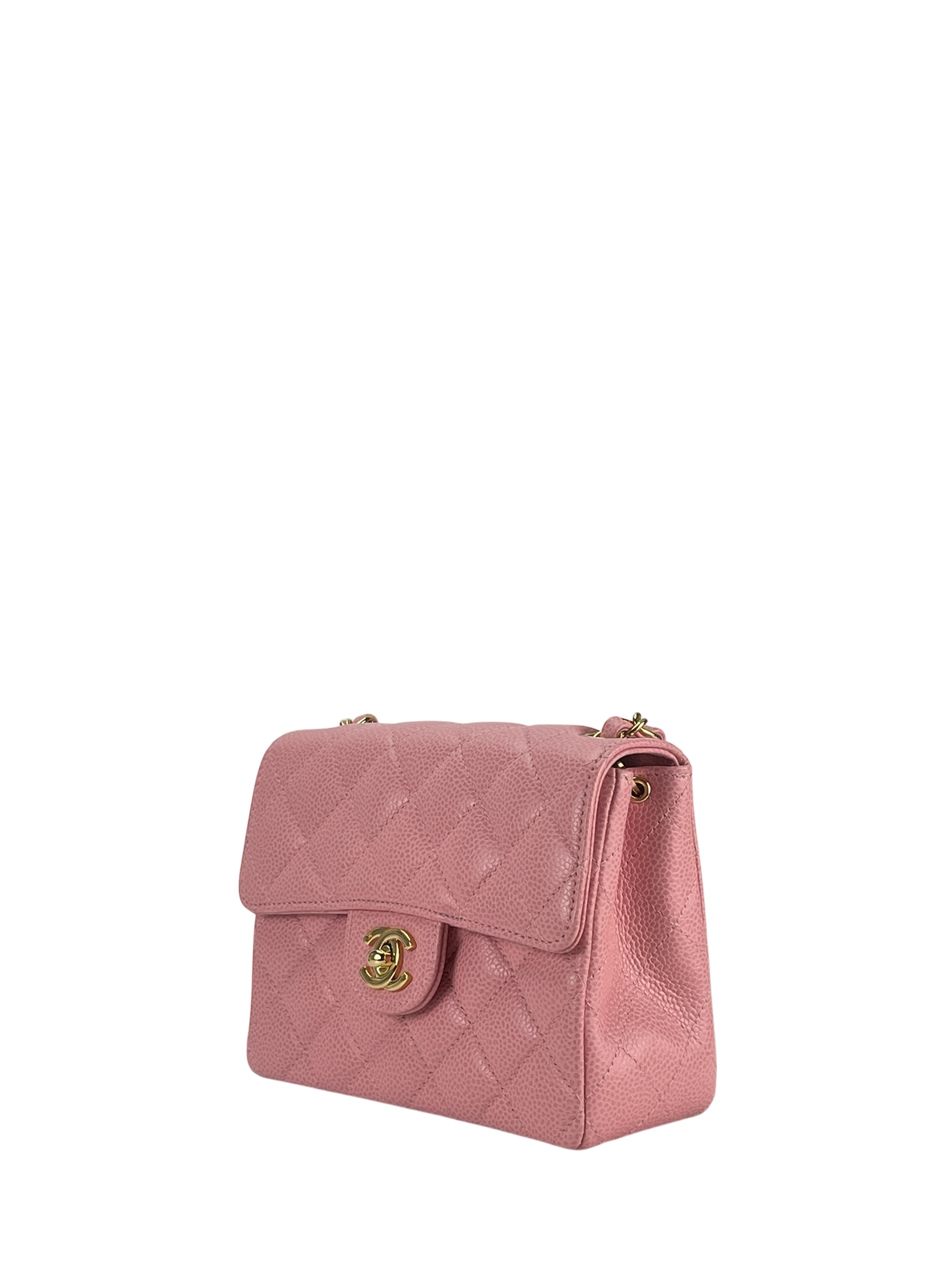 CHANEL - Pink Caviar Mini Classic Square Flap Shoulder Bag 17