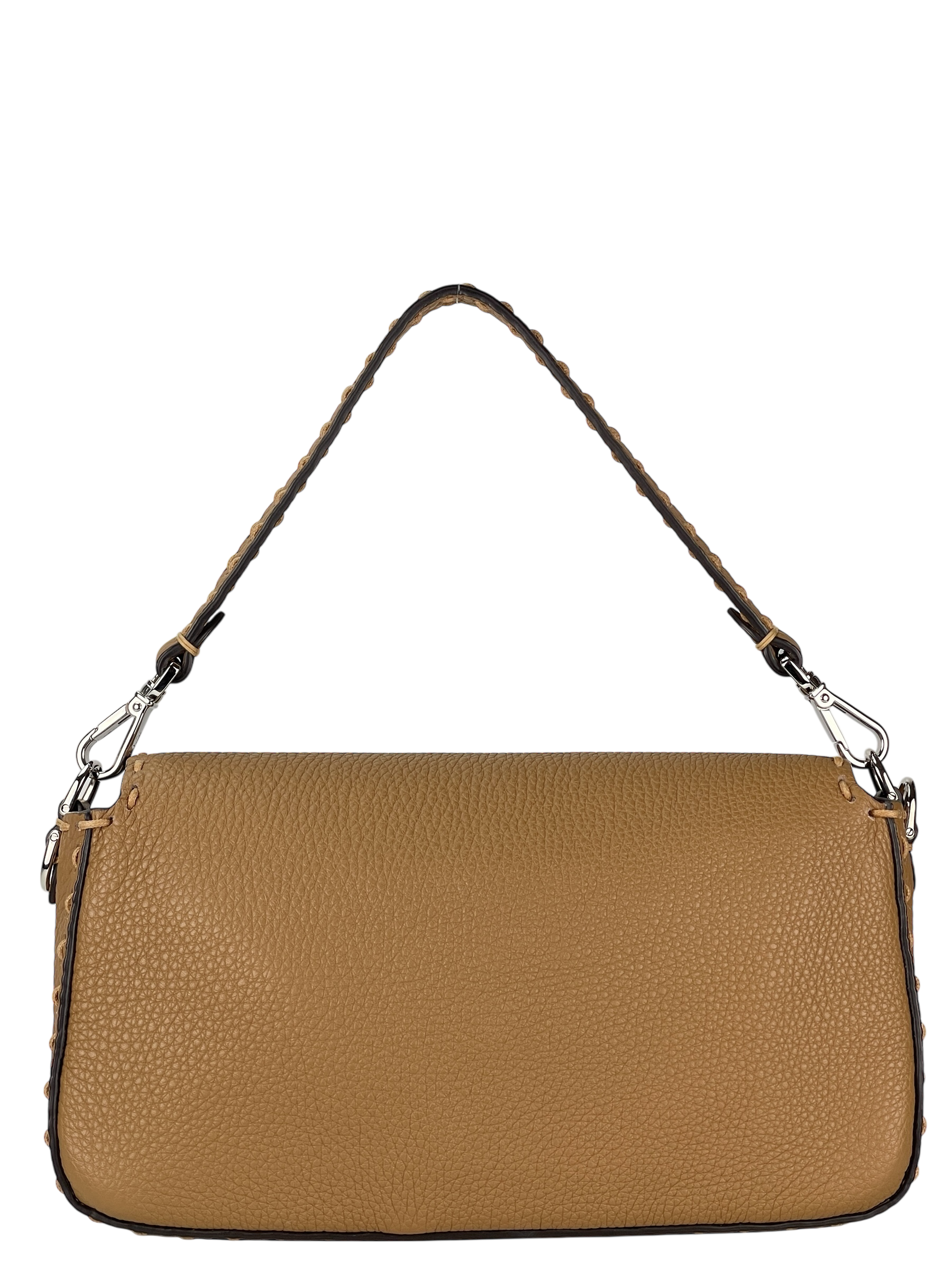 FENDI - Beige Calfskin Bucket Selleria Baguette Shoulder Bag