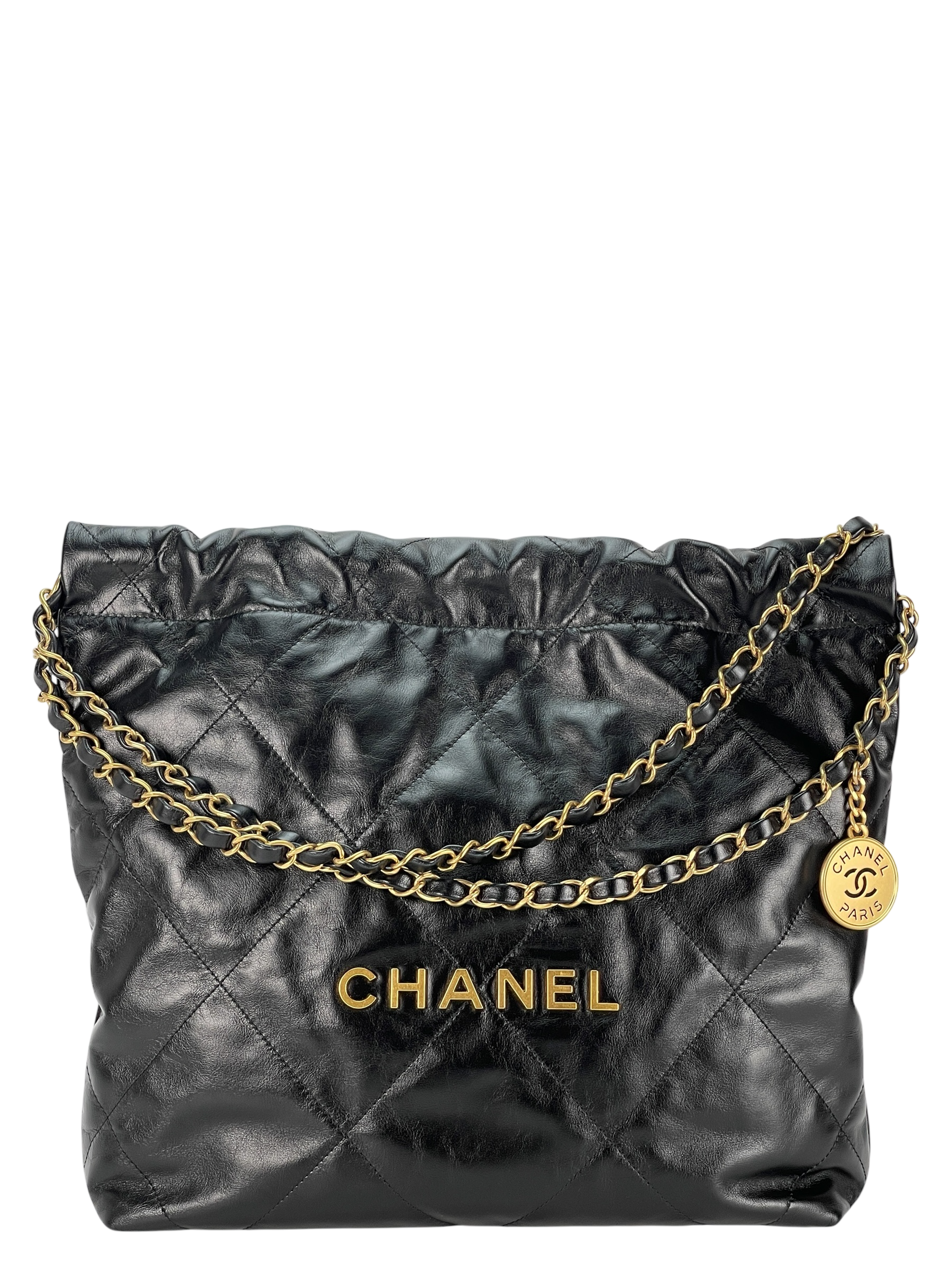 CHANEL - 22 Small Bag Black Calfskin Gold Hardware