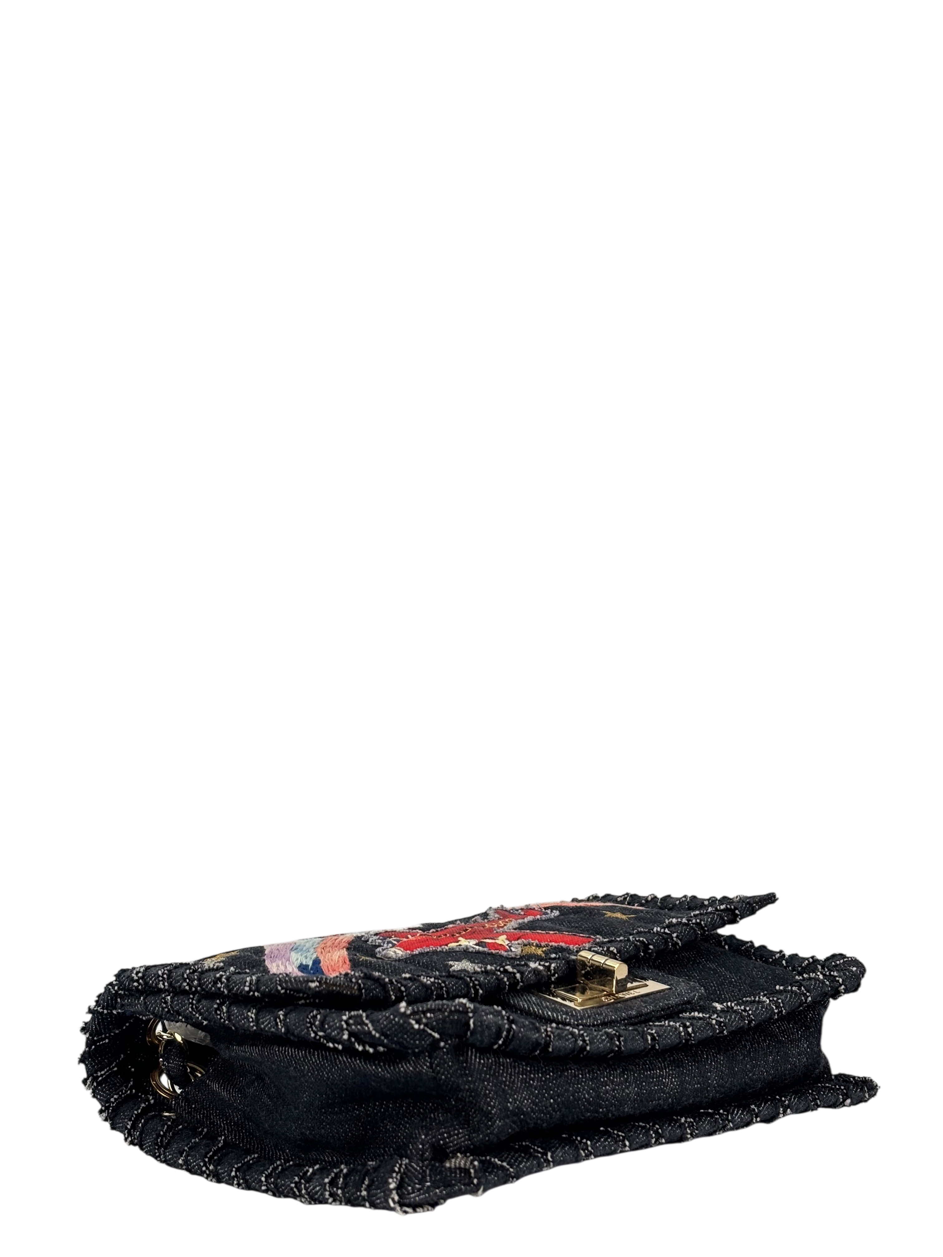 CHANEL - Night Flight Denim Embroidered Reissue Flap Navy