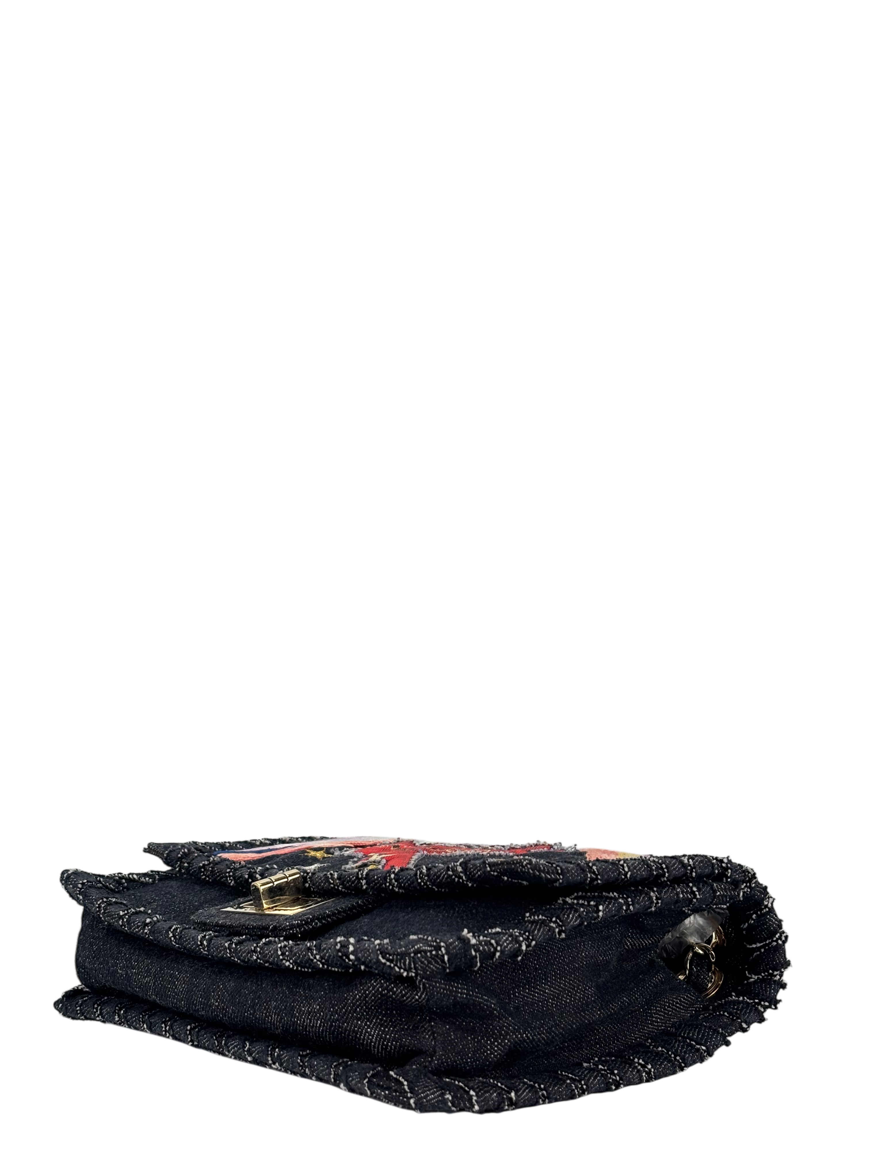 CHANEL - Night Flight Denim Embroidered Reissue Flap Navy
