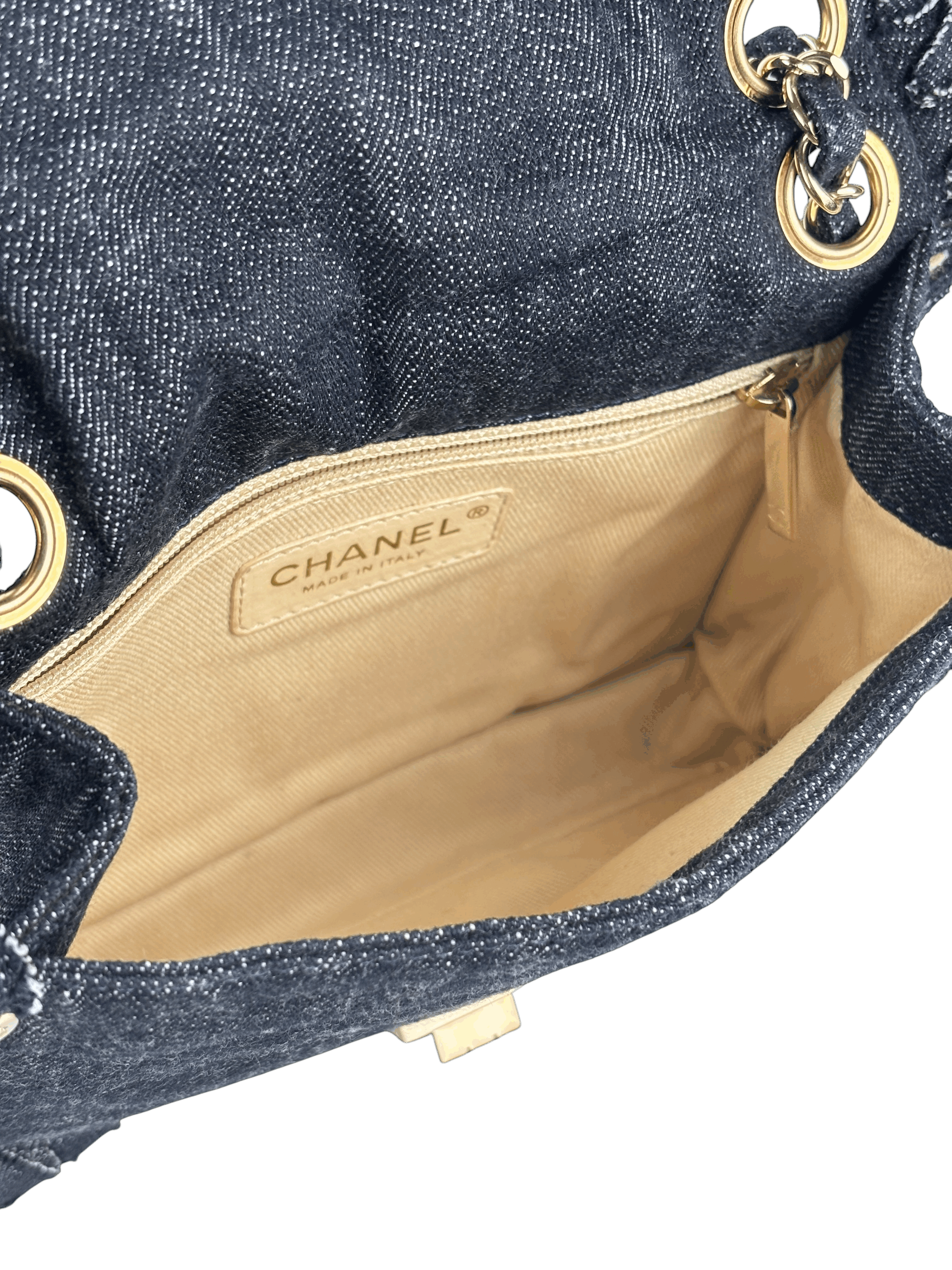 CHANEL - Night Flight Denim Embroidered Reissue Flap Navy