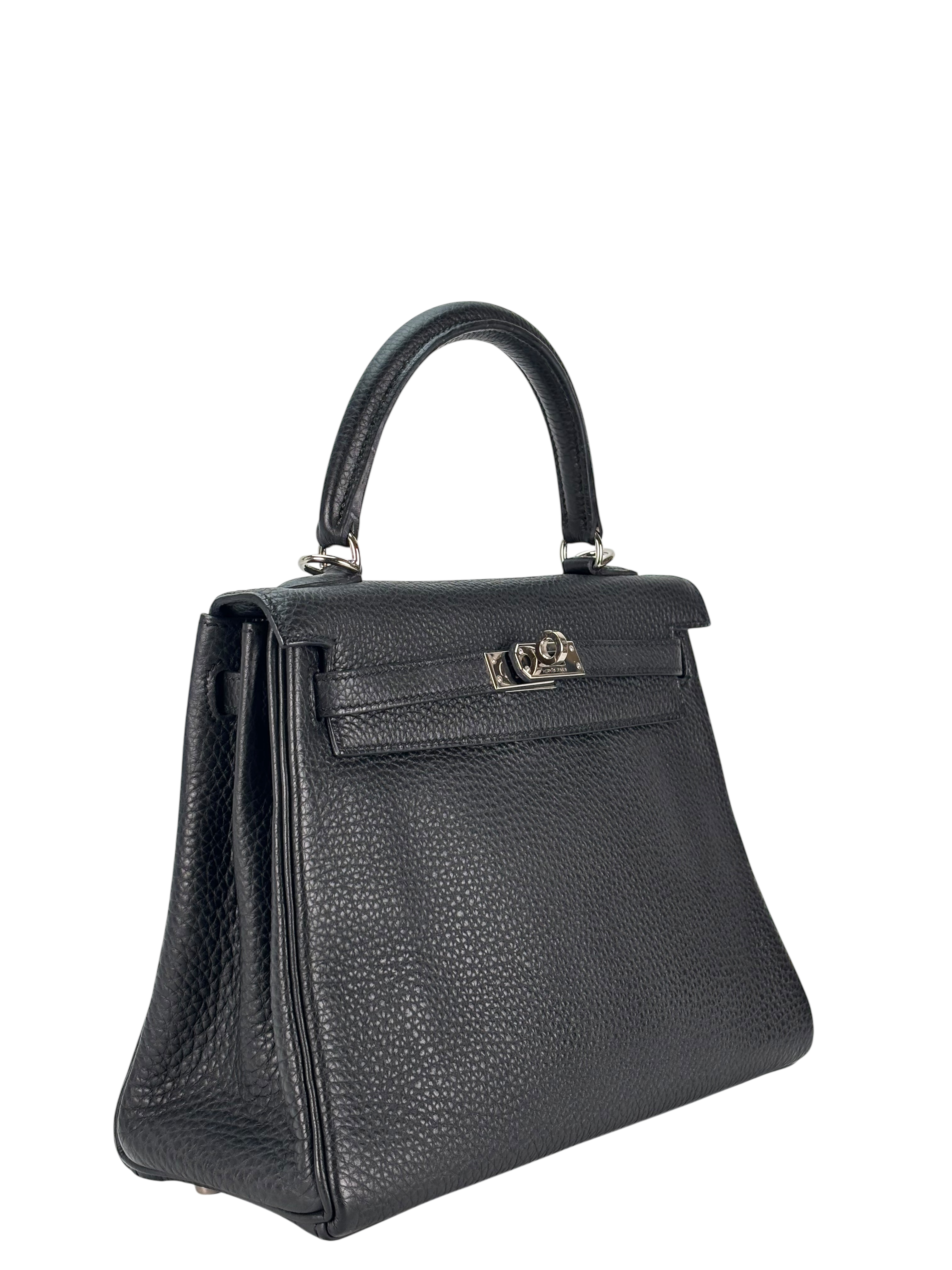 HERMES - Kelly 25 Noir Togo Palladium Hardware