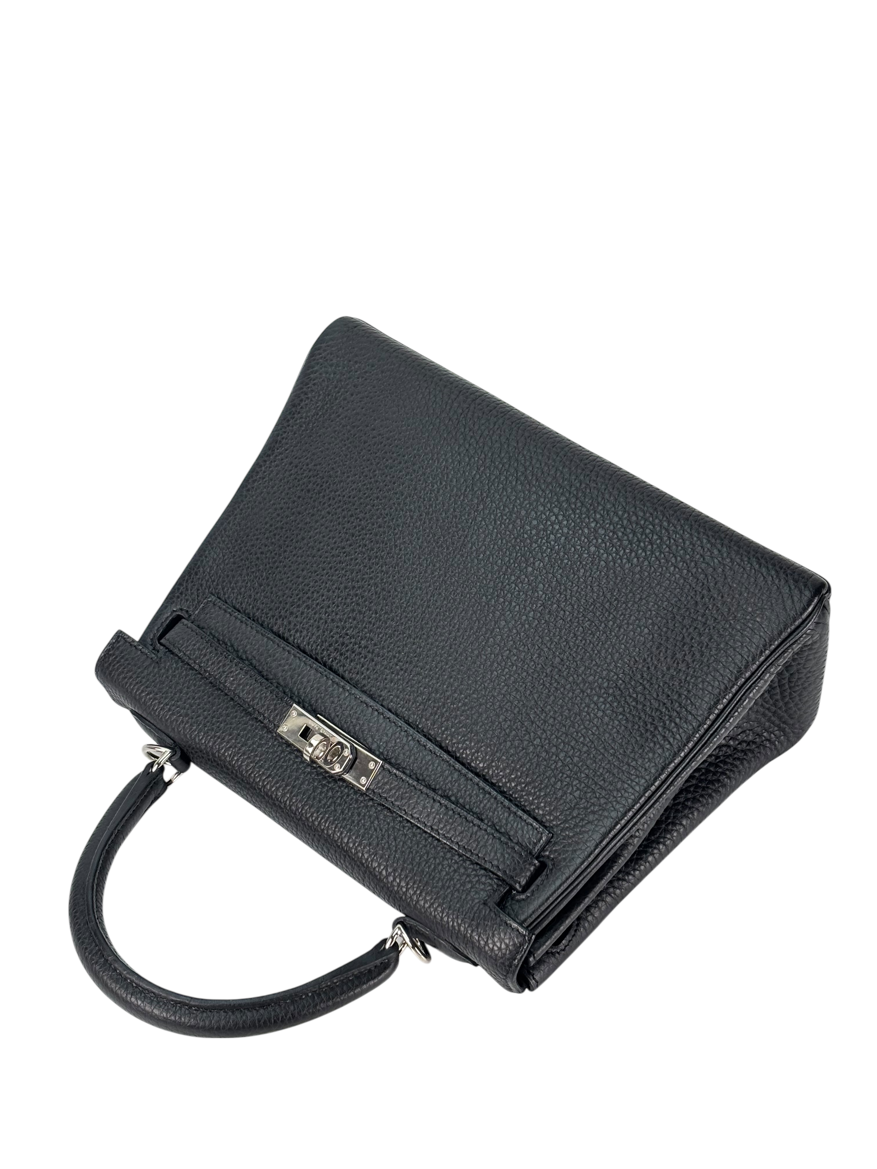 HERMES - Kelly 25 Noir Togo Palladium Hardware