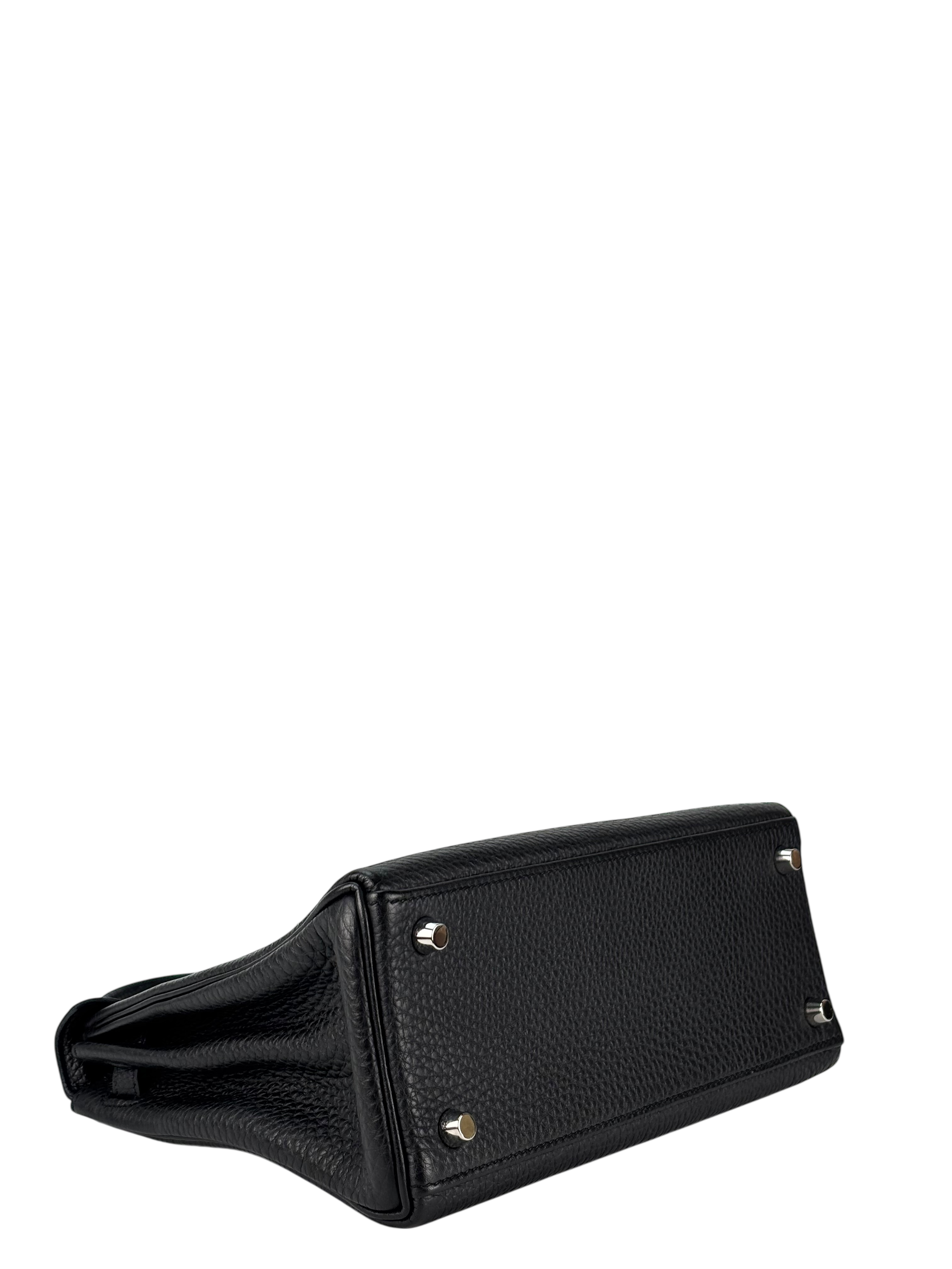 HERMES - Kelly 25 Noir Togo Palladium Hardware