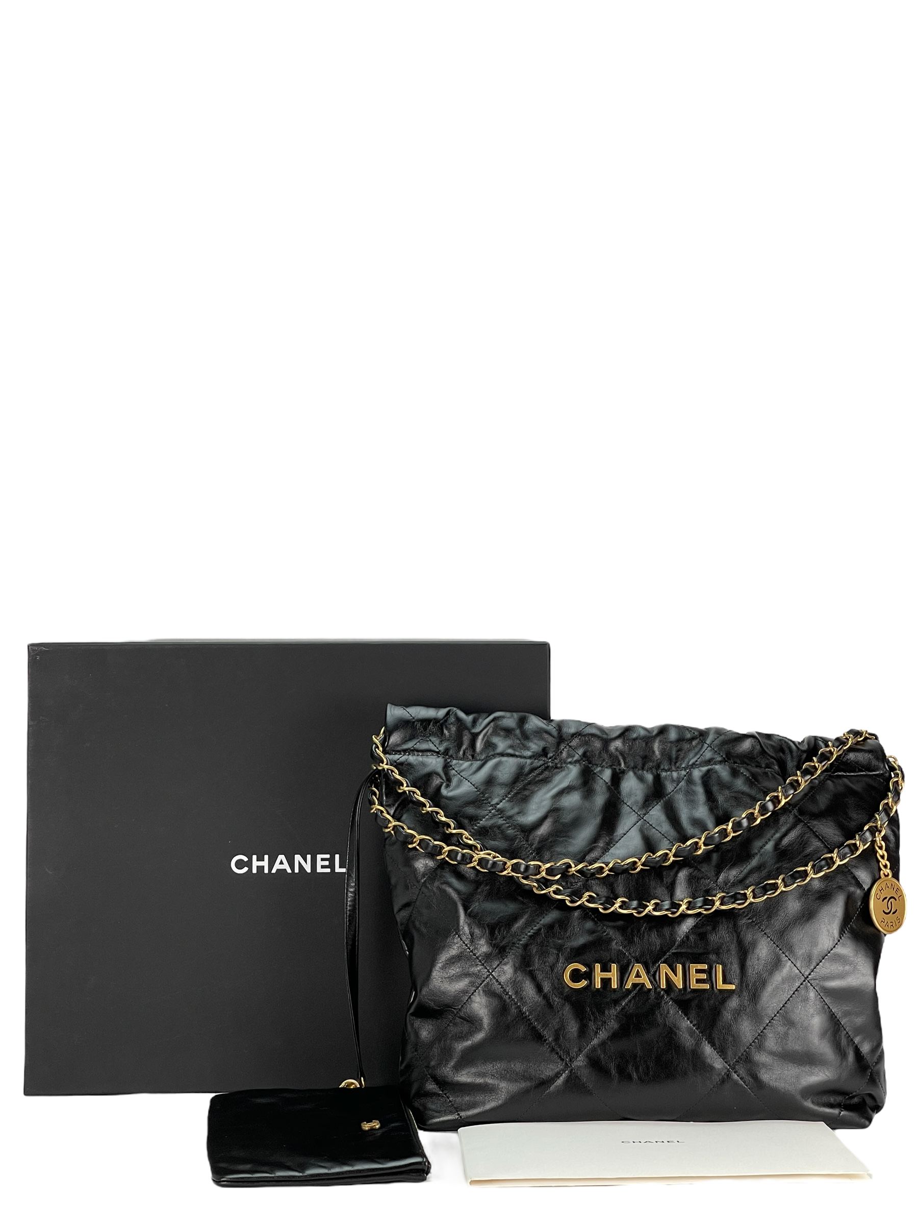 CHANEL - 22 Small Bag Black Calfskin Gold Hardware