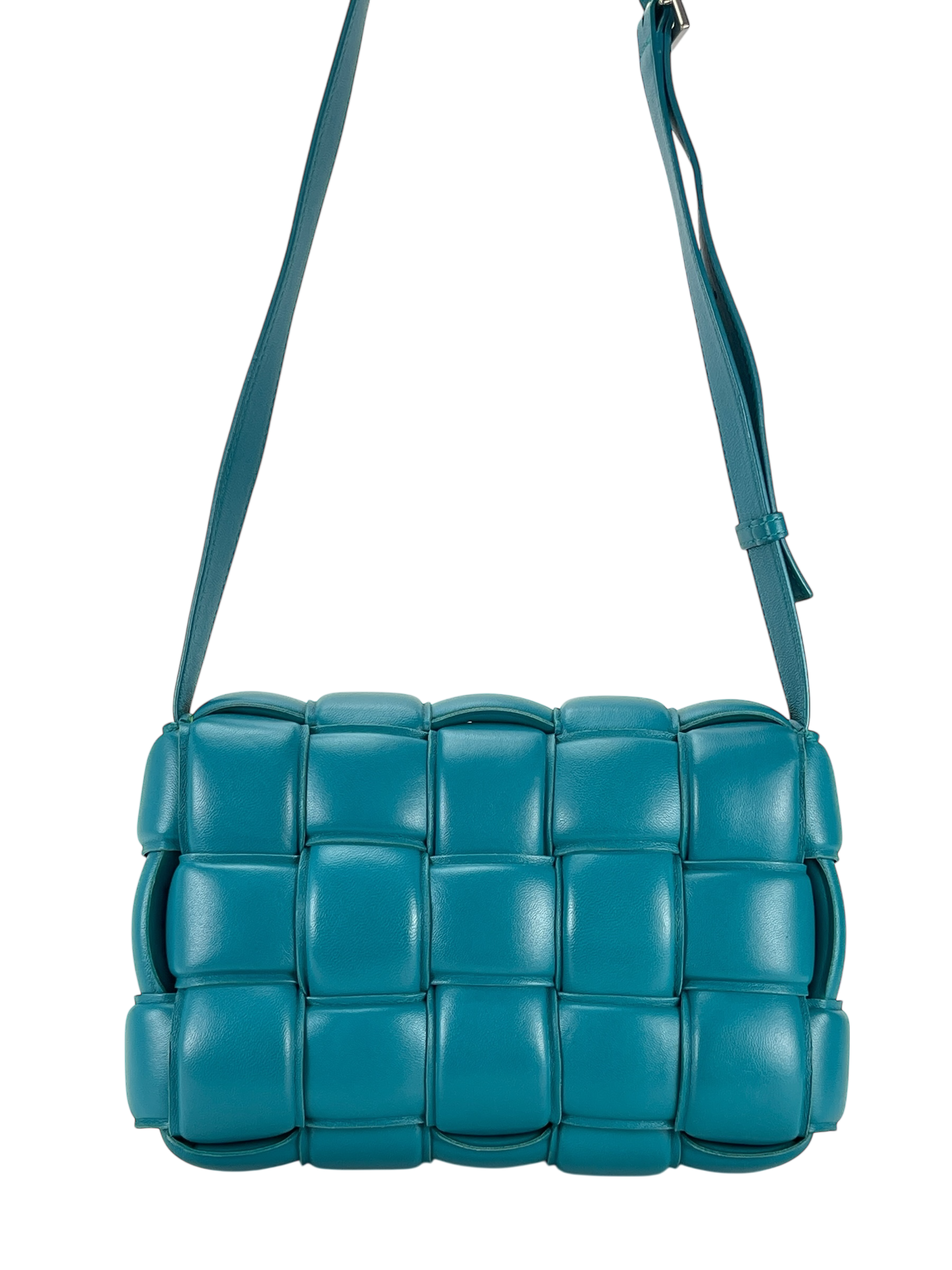 BOTTEGA VENETA - Peacock Blue Lambskin Leather Crossbody bag