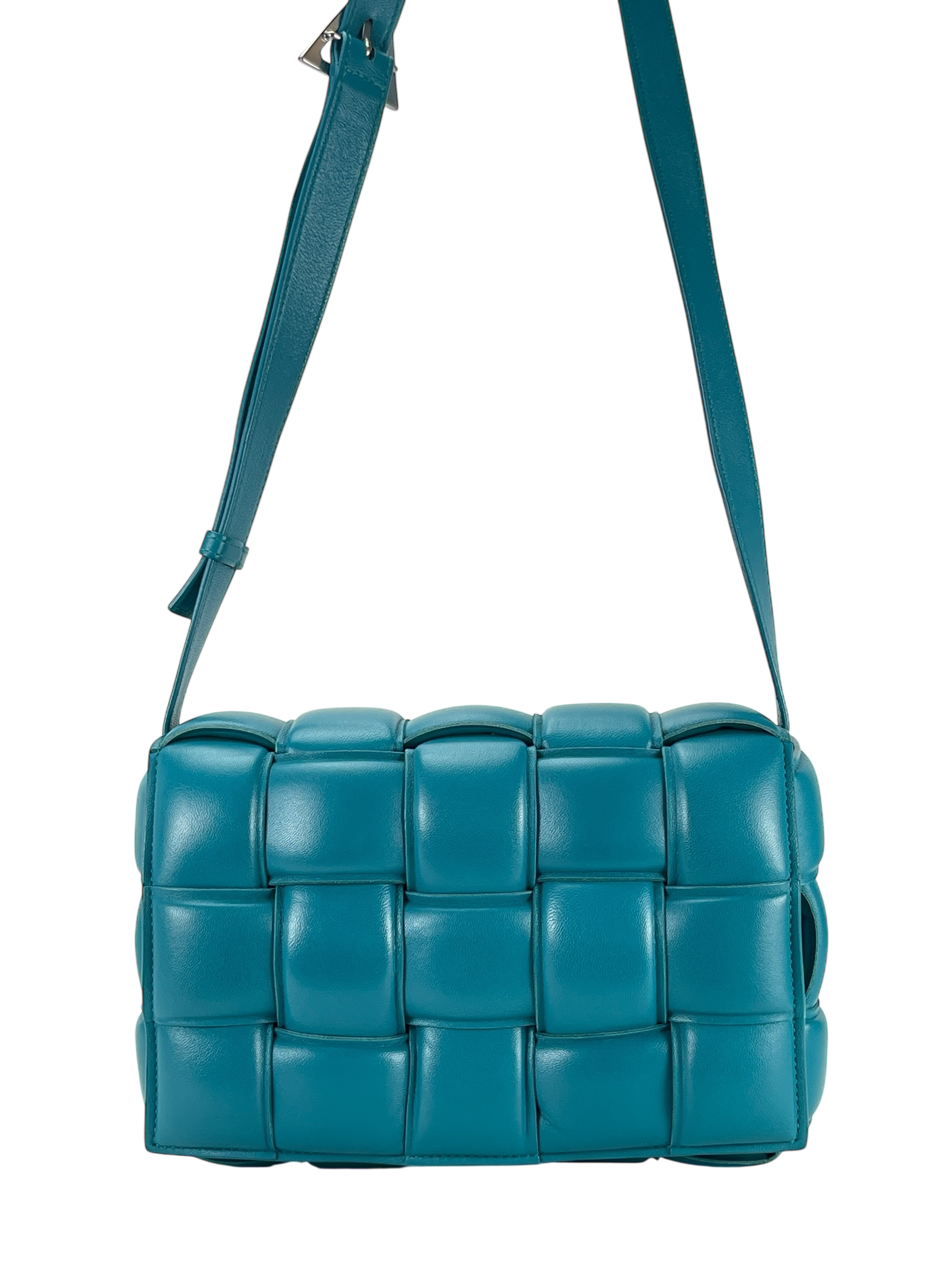 BOTTEGA VENETA - Peacock Blue Lambskin Leather Crossbody bag