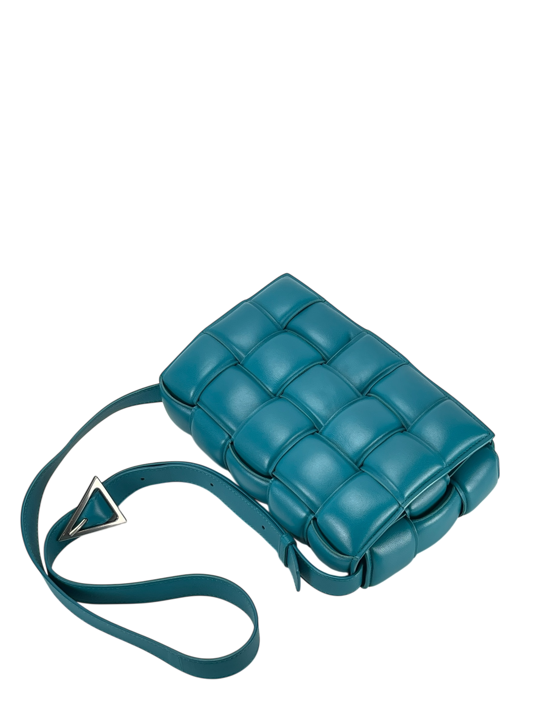 BOTTEGA VENETA - Peacock Blue Lambskin Leather Crossbody bag