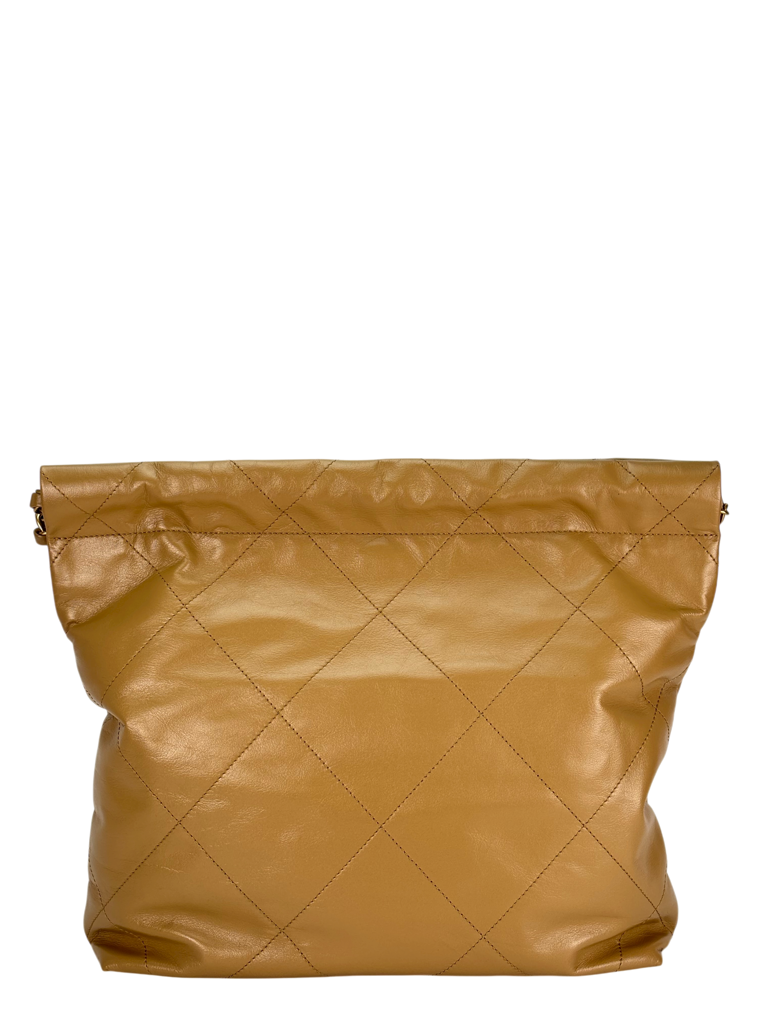 CHANEL - Small 22 Bag Beige Calfskin Gold Hardware