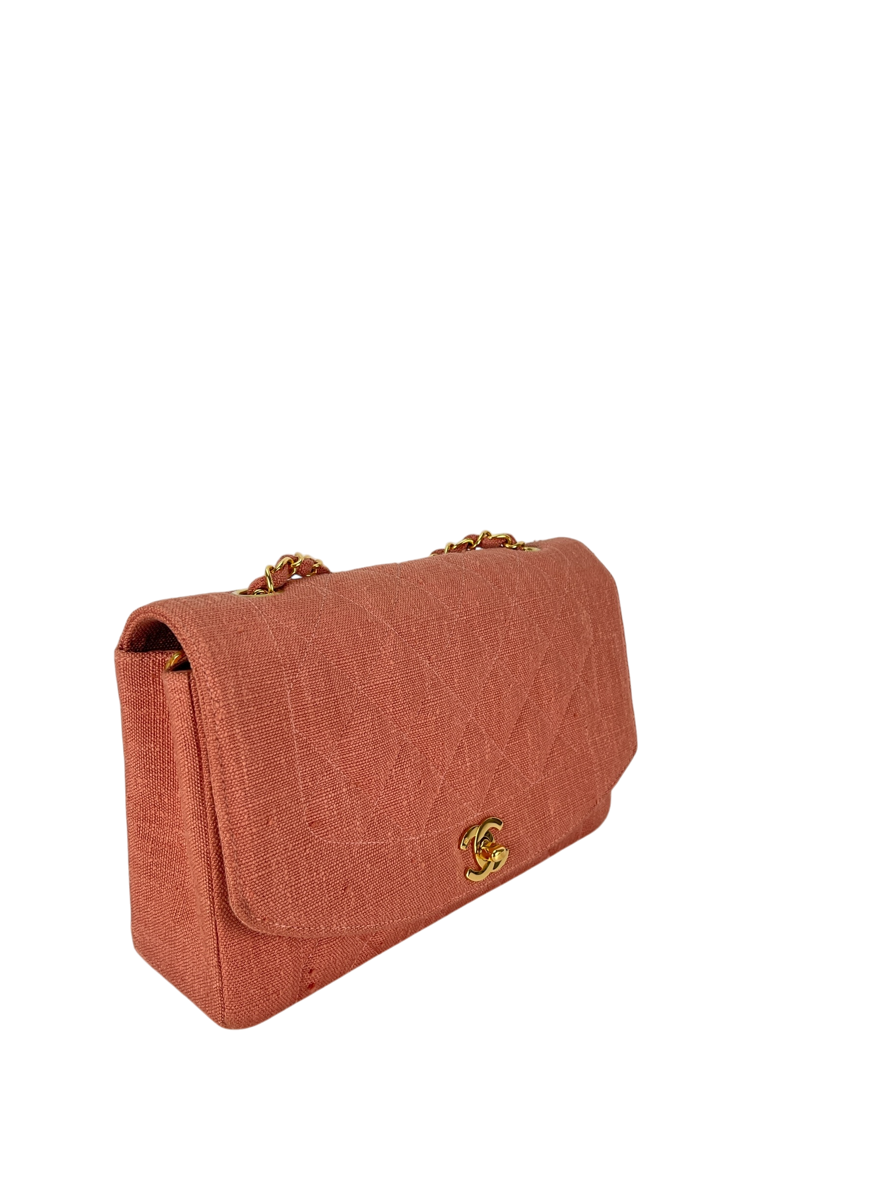 CHANEL - Pink Linen Diana Chain Shoulder Bag