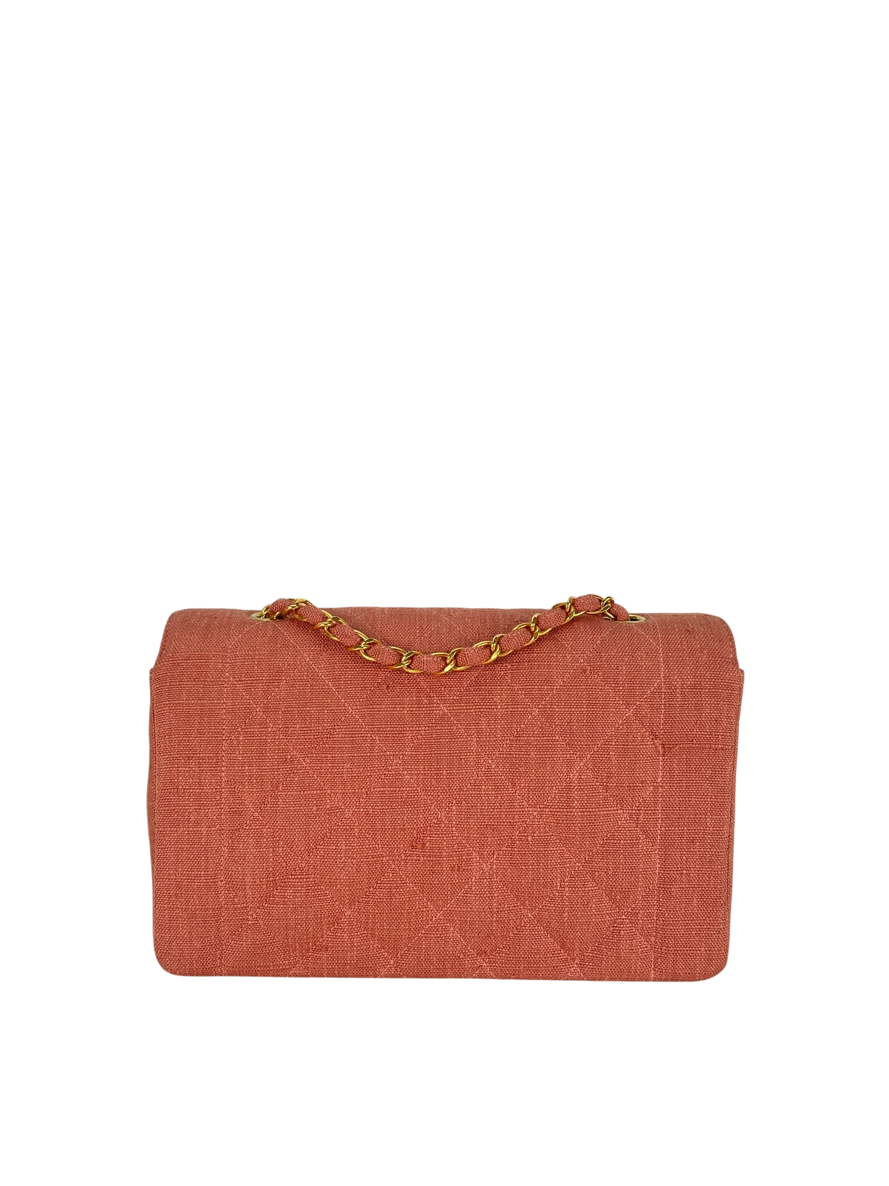 CHANEL - Pink Linen Diana Chain Shoulder Bag