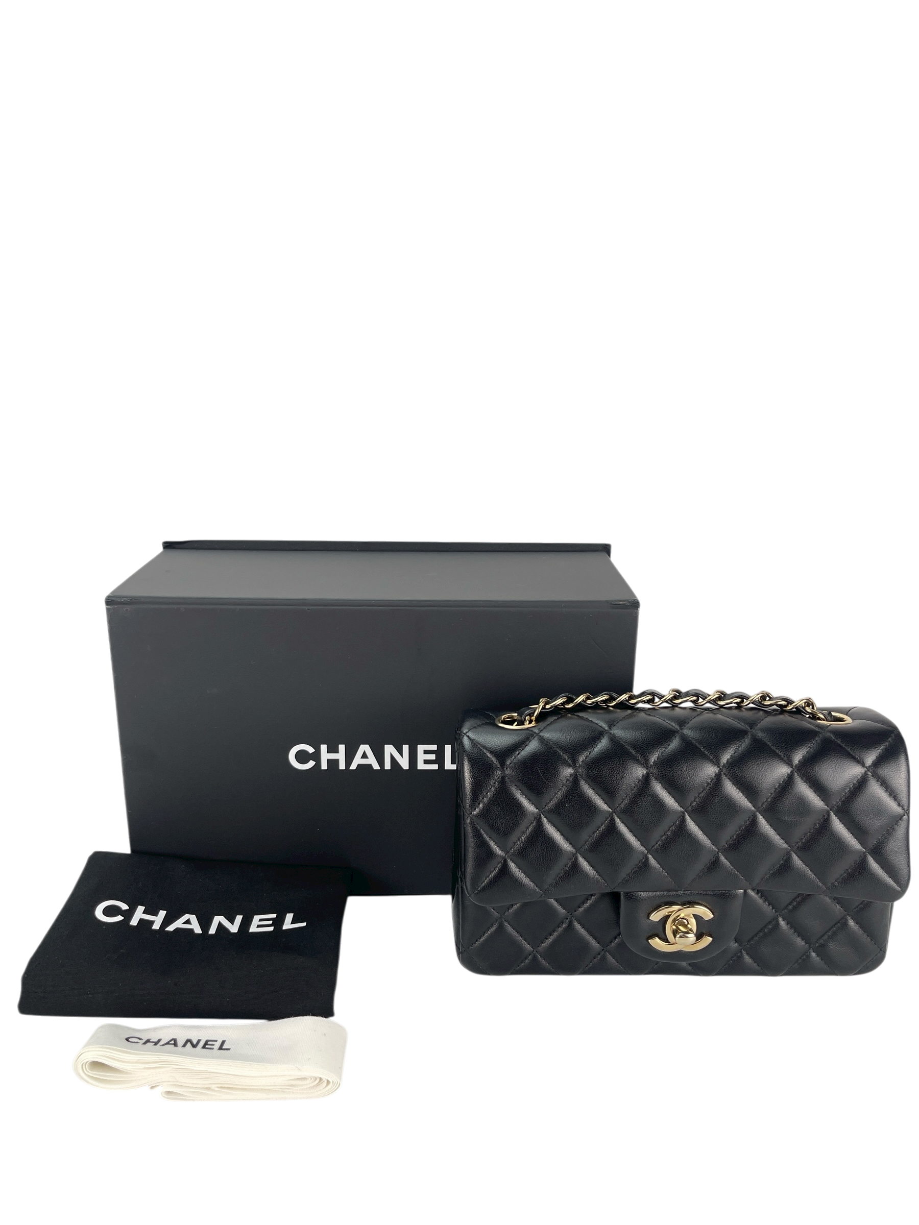 CHANEL - 25C Classic Small Double Flap Bag Black Lambskin Gold Hardware（CF20）