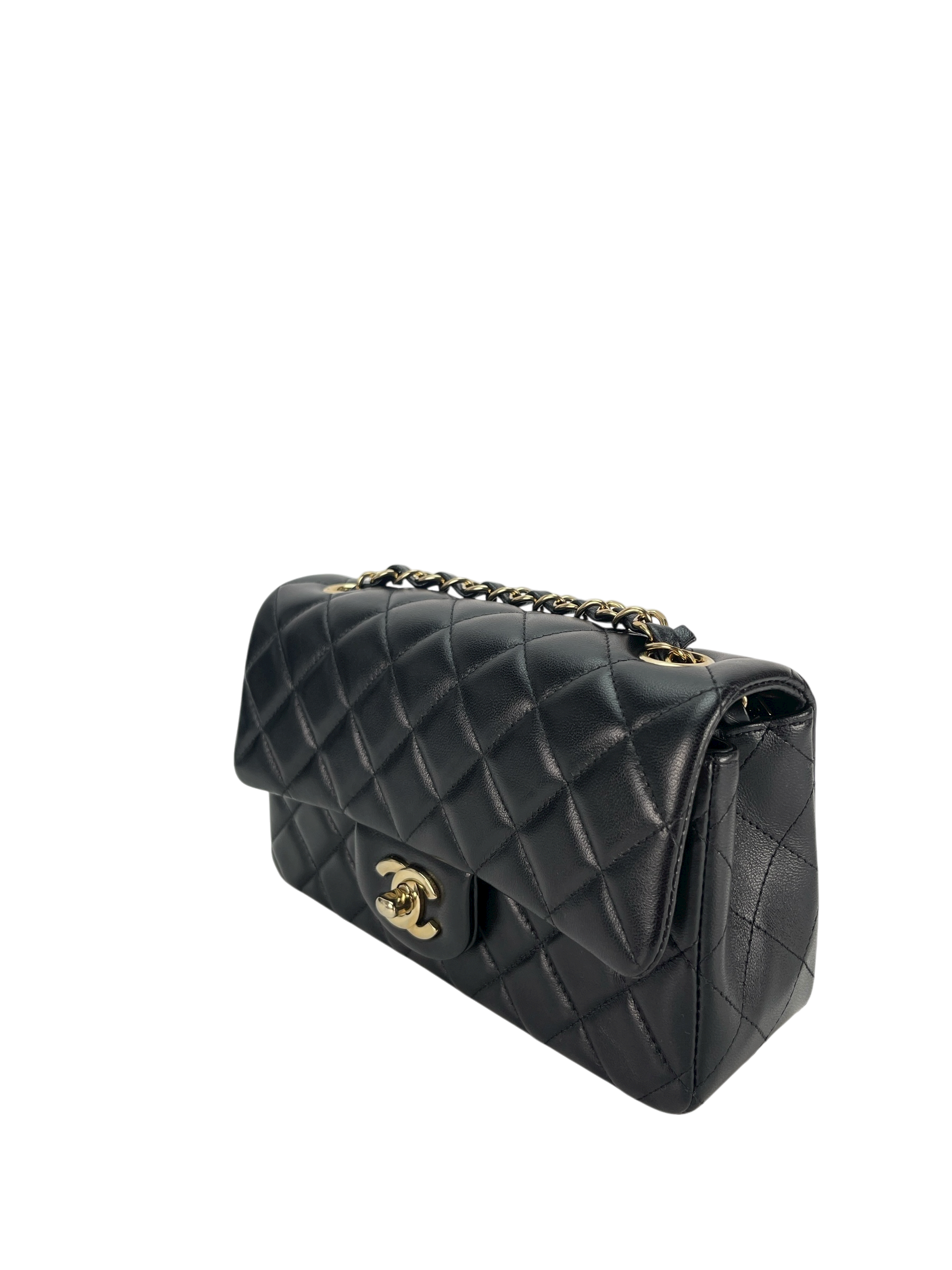 CHANEL - 25C Classic Small Double Flap Bag Black Lambskin Gold Hardware（CF20）