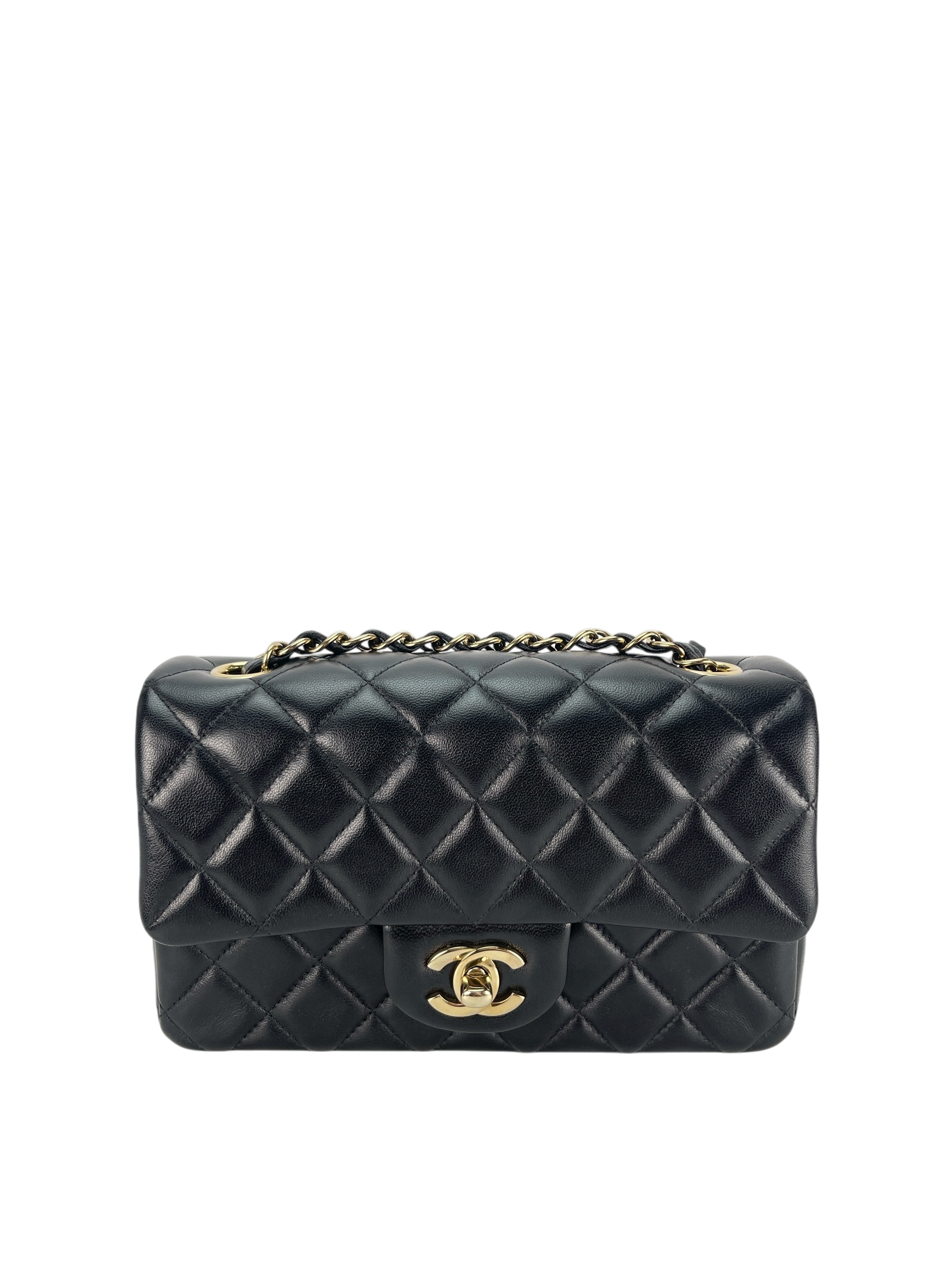 CHANEL - 25C Classic Small Double Flap Bag Black Lambskin Gold Hardware（CF20）