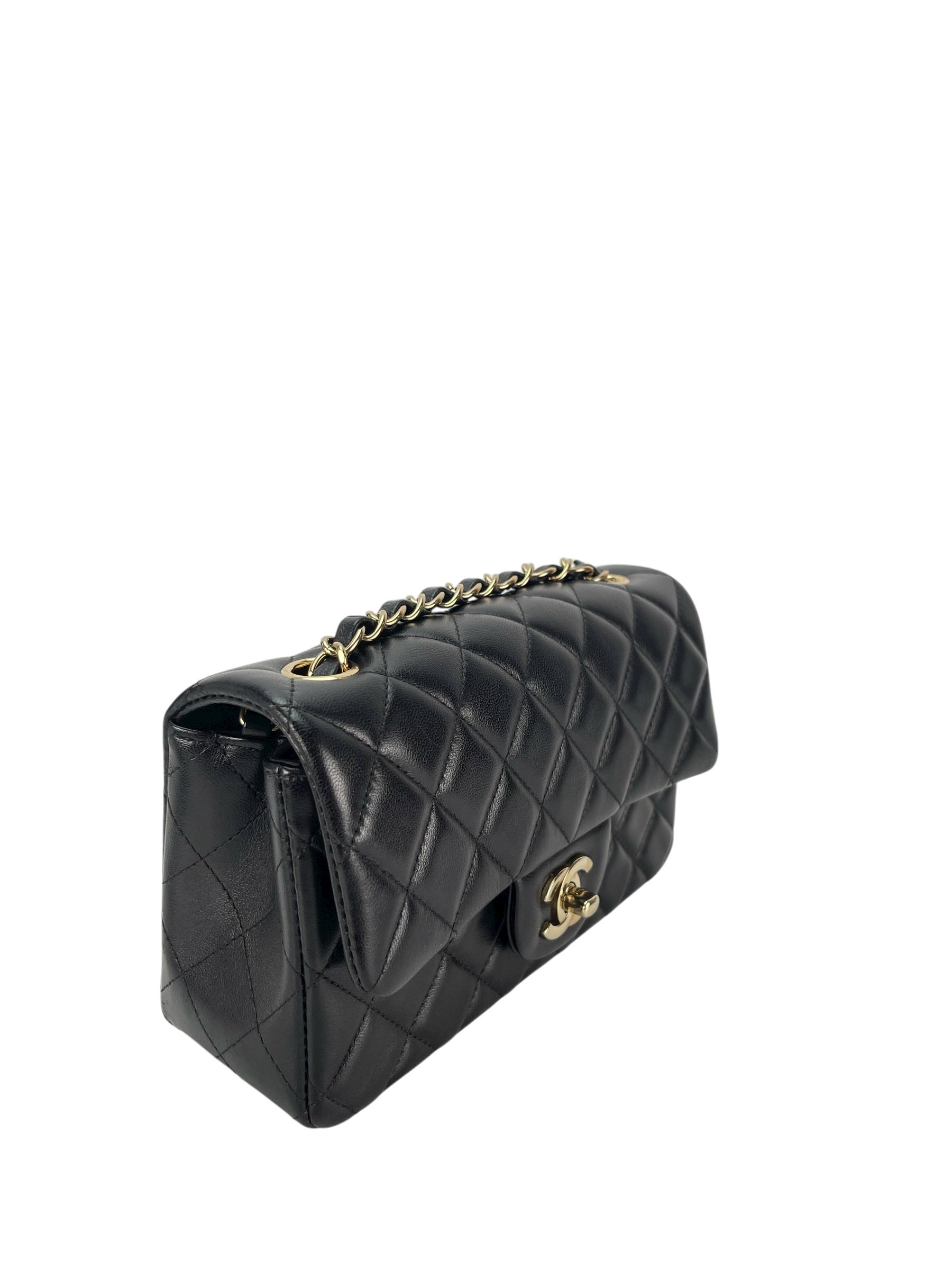 CHANEL - 25C Classic Small Double Flap Bag Black Lambskin Gold Hardware（CF20）