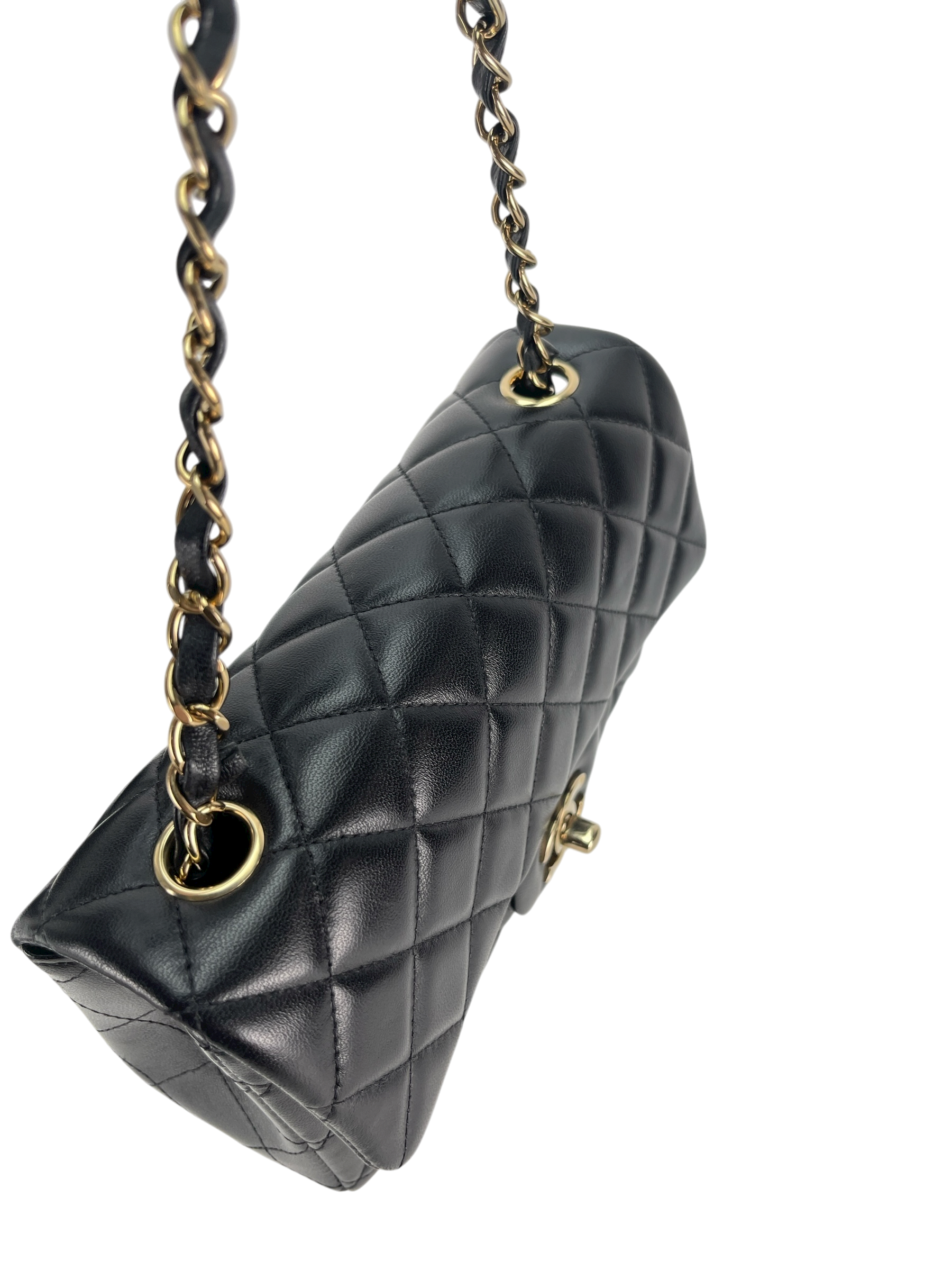 CHANEL - 25C Classic Small Double Flap Bag Black Lambskin Gold Hardware（CF20）