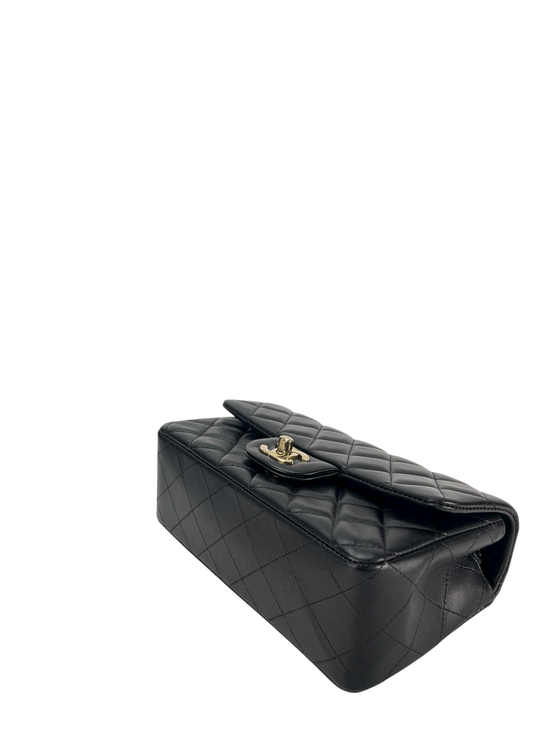 CHANEL - 25C Classic Small Double Flap Bag Black Lambskin Gold Hardware（CF20）