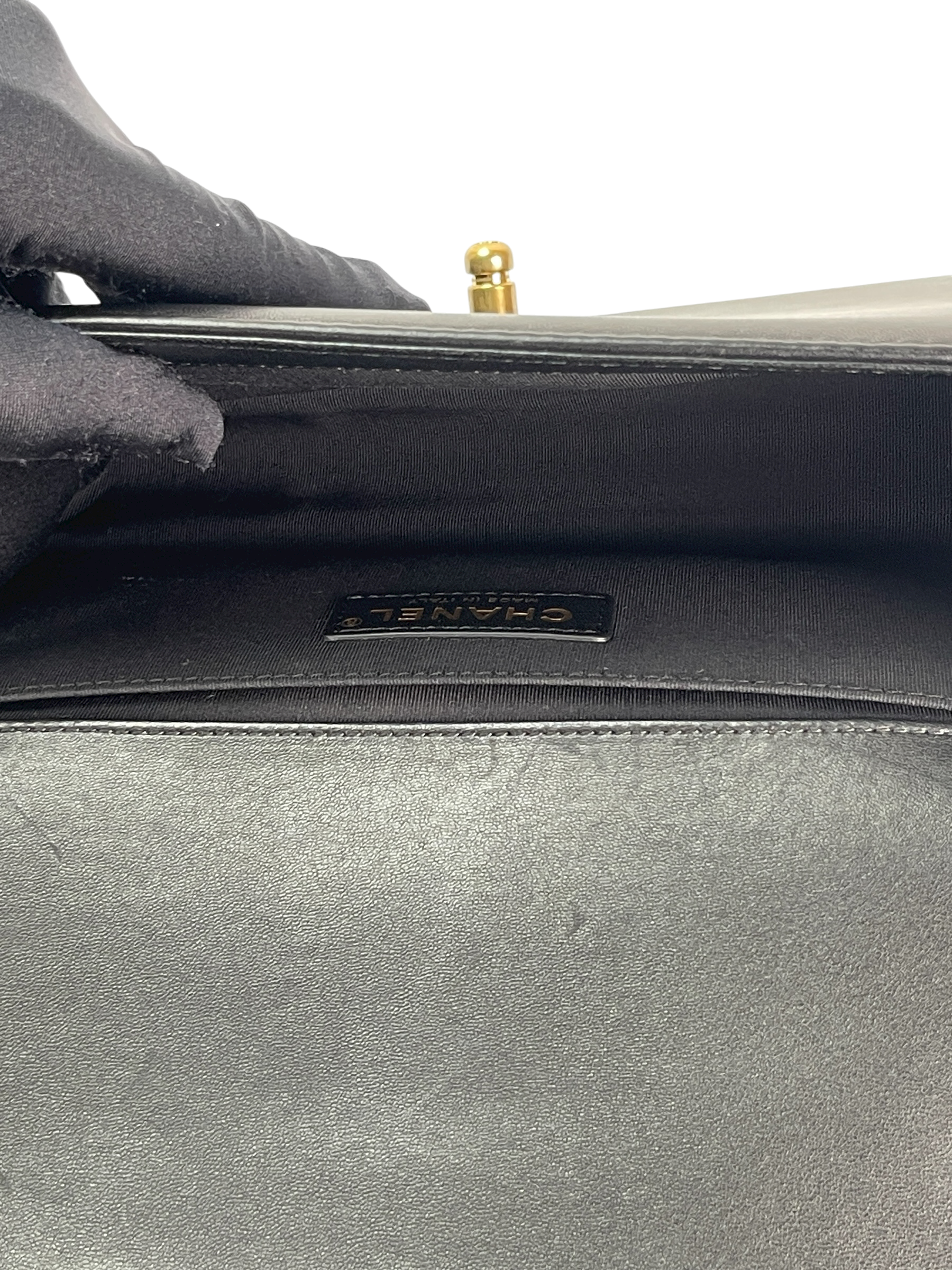 CHANEL - Boy Flap Bag Tweed Lambskin Black Gold Hardware